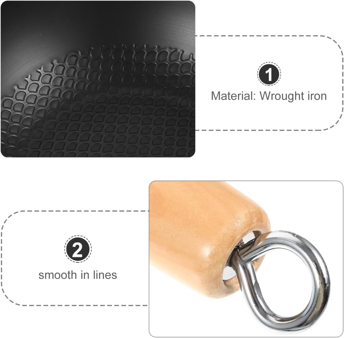 PRETYZOOM Small Iron Pot 14.5 Inch Flat Bottom Japanese Mini Wok Pan Cast Iron Frying Pan for Home Cooking and Outdoor Use