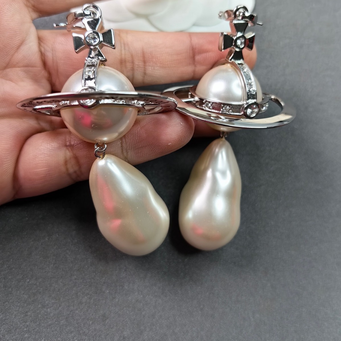 Vivienne Westwood Exaggerated Large Baroque Pearl Earrings - Original Replica Club