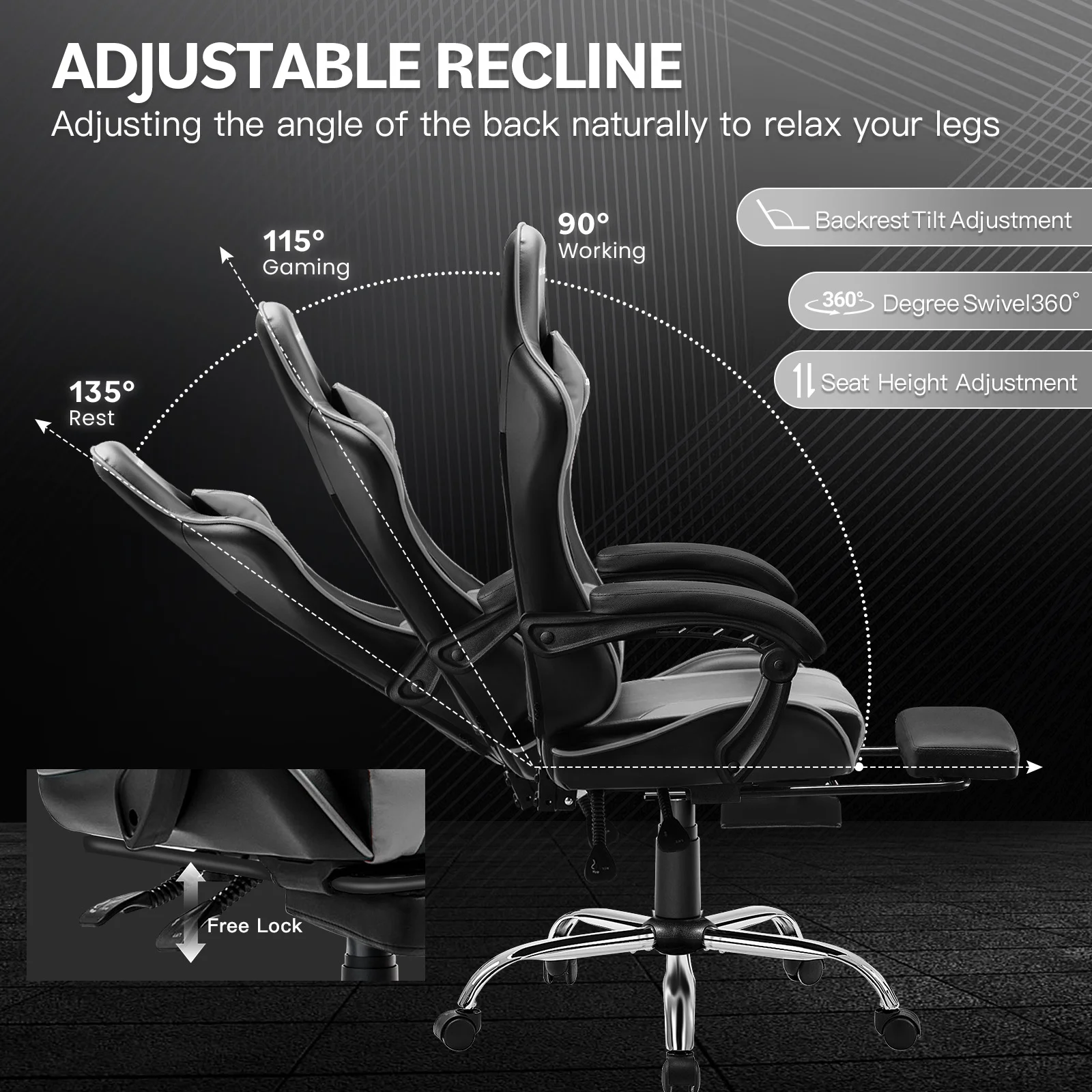 JONPONY Big and Tall 500LBS Gaming Chair, Ergonomic Design, Gamer Chair PU Leather with Footrest and Lumbar Support, High Back Office Chair Support 8 Hours Long Sitting,Red Computer Chair,Red - Image 29