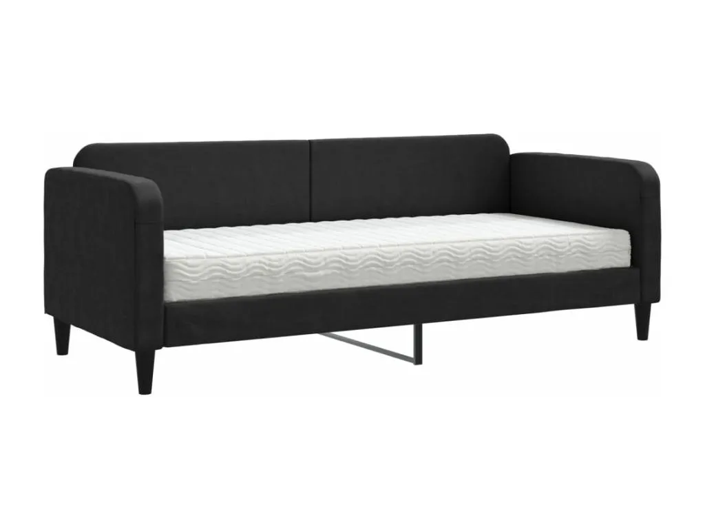 Sofá cama con colchón tela negro 80x200 cm 18227VOGP
