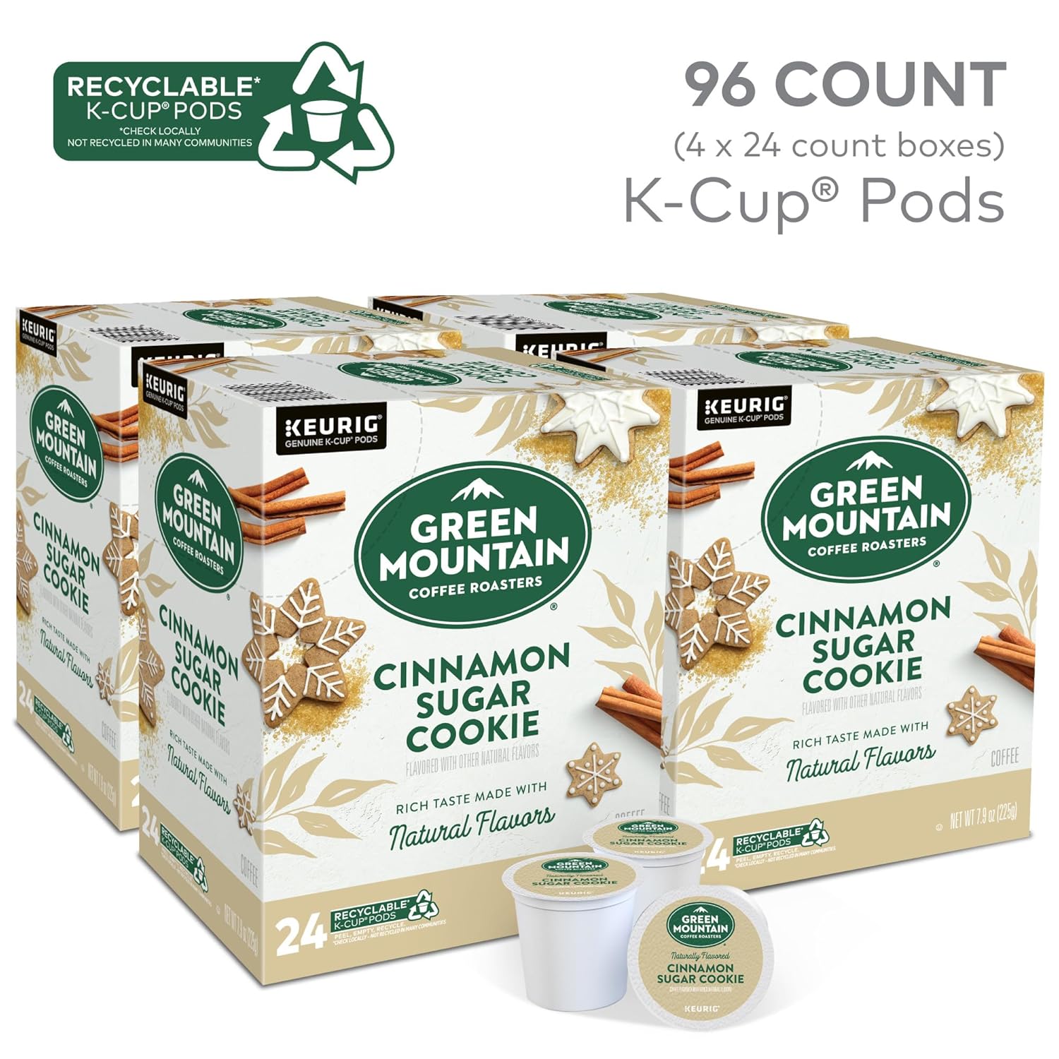 Green Mountain Coffee Roasters Cinnamon Sugar Cookie Keurig Single-Serve K-Cup Pods. Light Roast Coffee. 96 Count