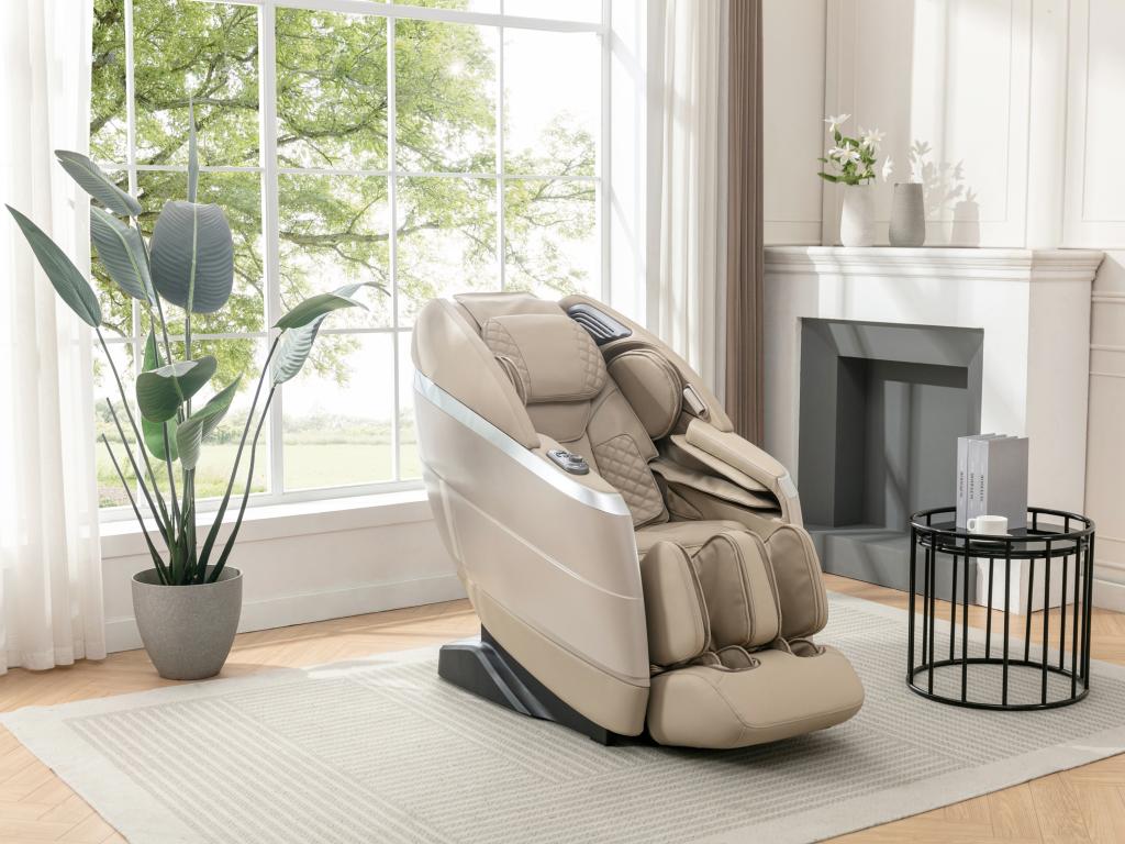 Sillón de masaje de imitación cuero - Control por voz - Sistema de gravedad cero - Beige - ULAP