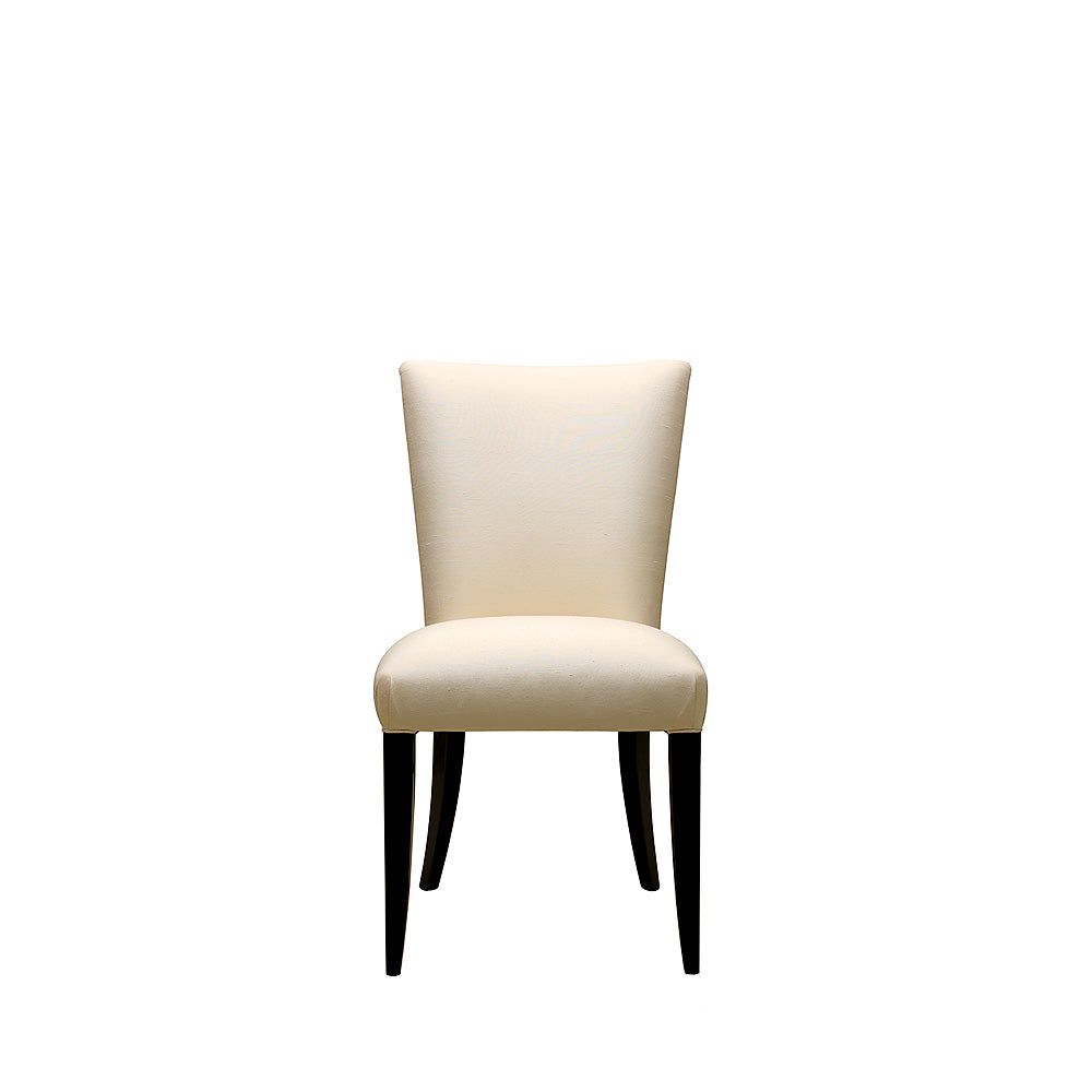 CHAISE CONTEMPORAINE MASQUE DE FEMME - CRISTAL INCOLORE, LAQUÉ NOIR ET SOIE IVOIRE, CHAISE SANS ACCOUDOIRS