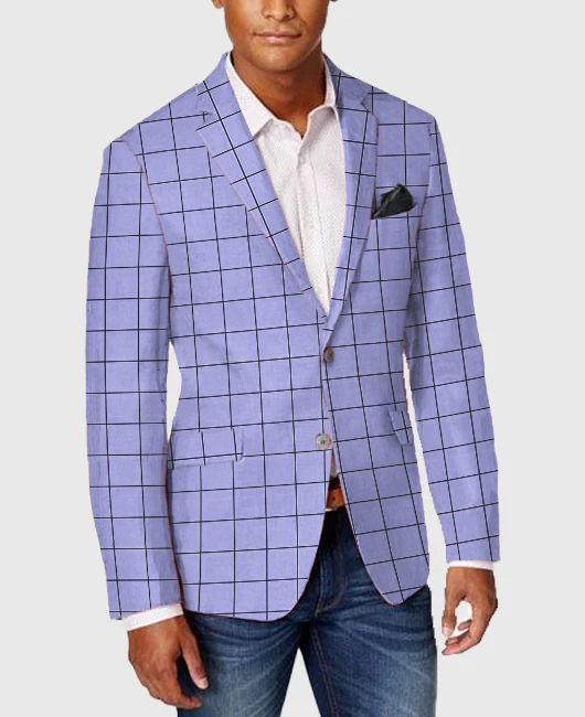 OK Casual Plaid Print Notch Lapel Two Button Blazer