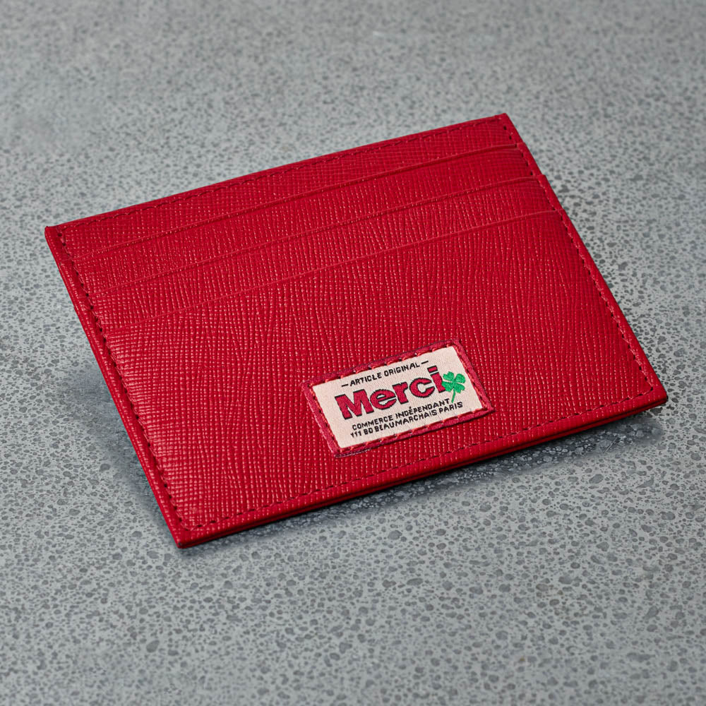 Merci - Porte Carte Plat - Rouge