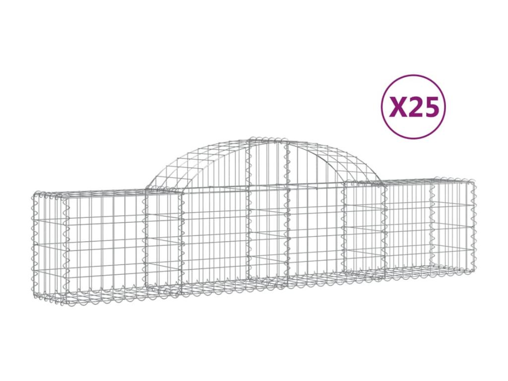 Cestas de gaviones 25 uds forma de arco hierro 200x30x40/60 cm