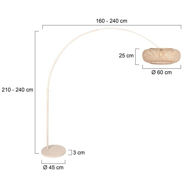 Steinhauer Booglamp Sparkled Light Crème incl. Bamboe Kap Ø 60cm
