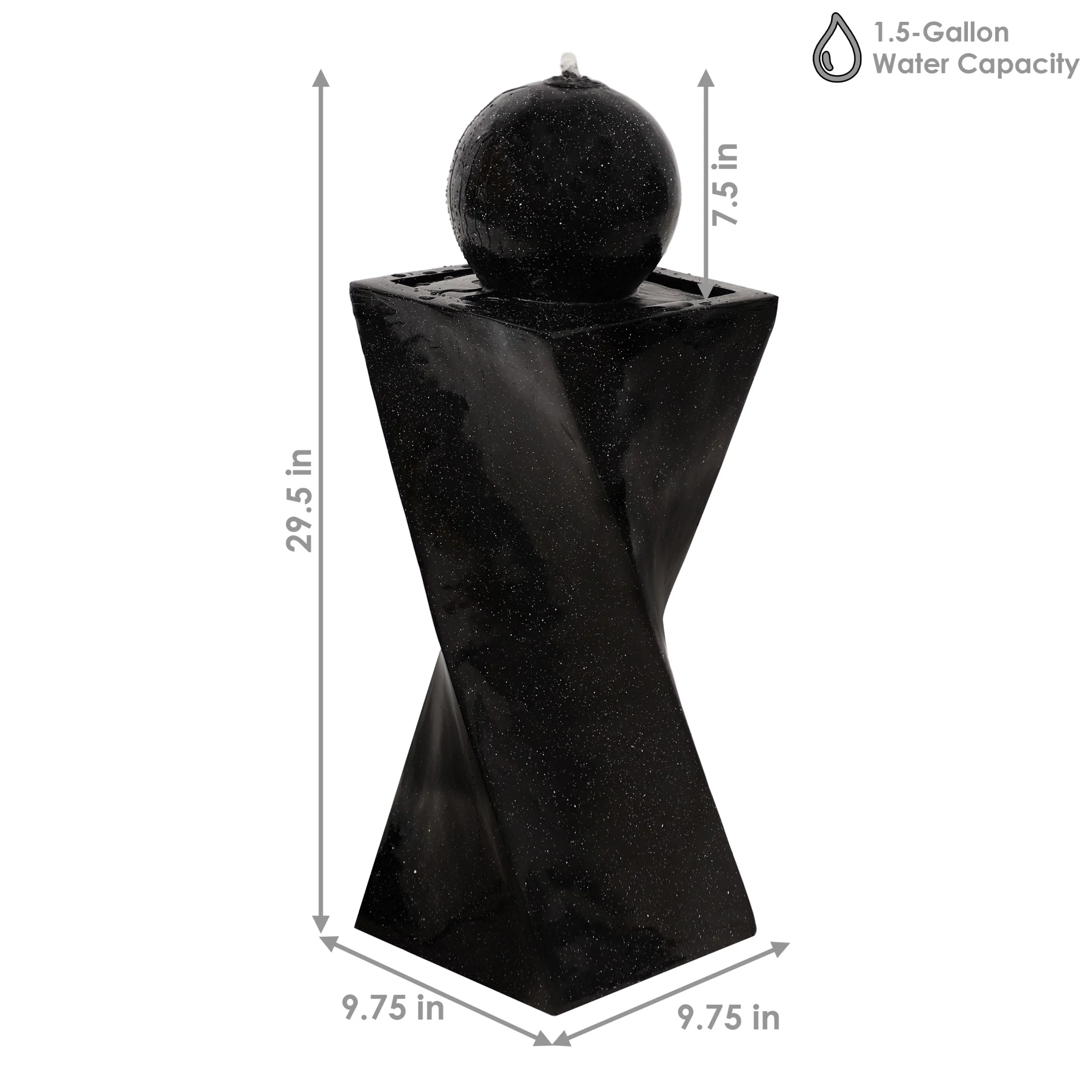 Sunnydaze Black Ball Solar Outdoor Water Fountain - Image 3