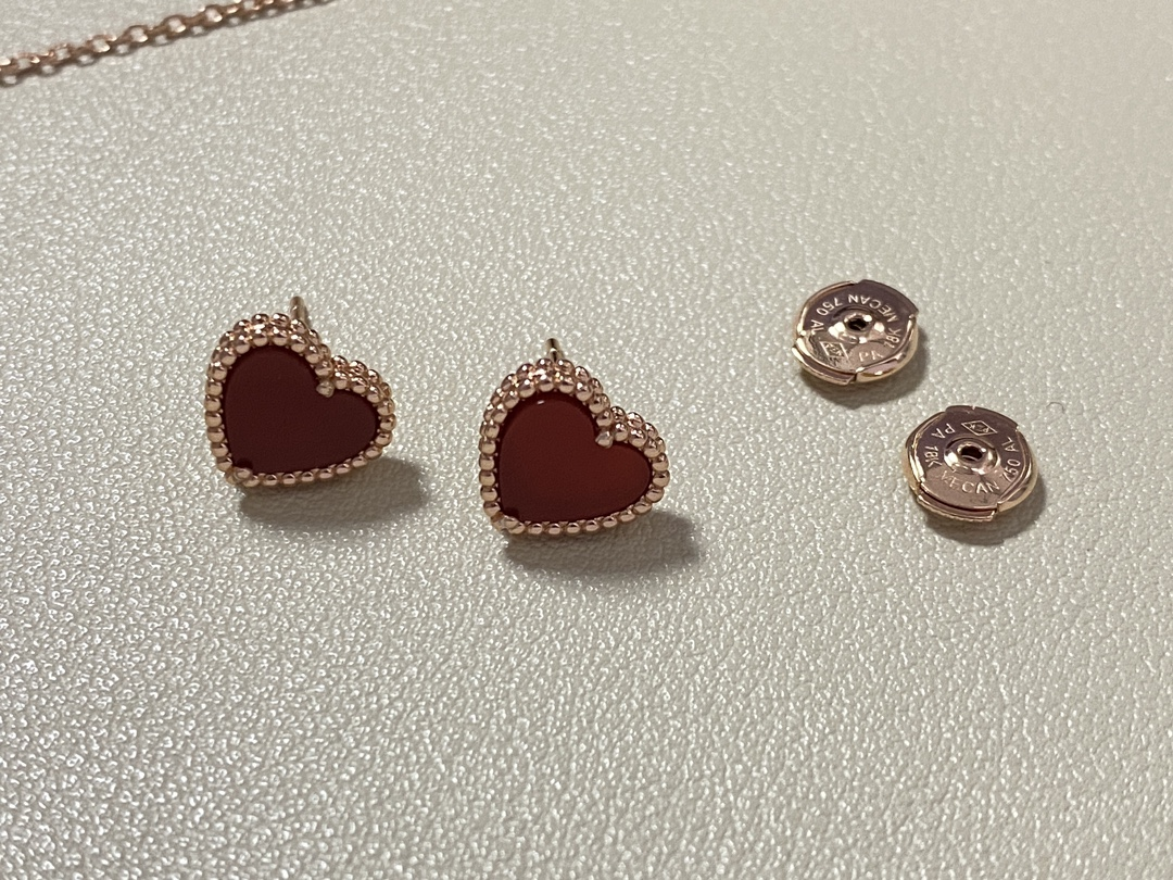 VCA Rose Gold Red Sweet Heart Earrings Bracelet Necklace - Original Replica Club