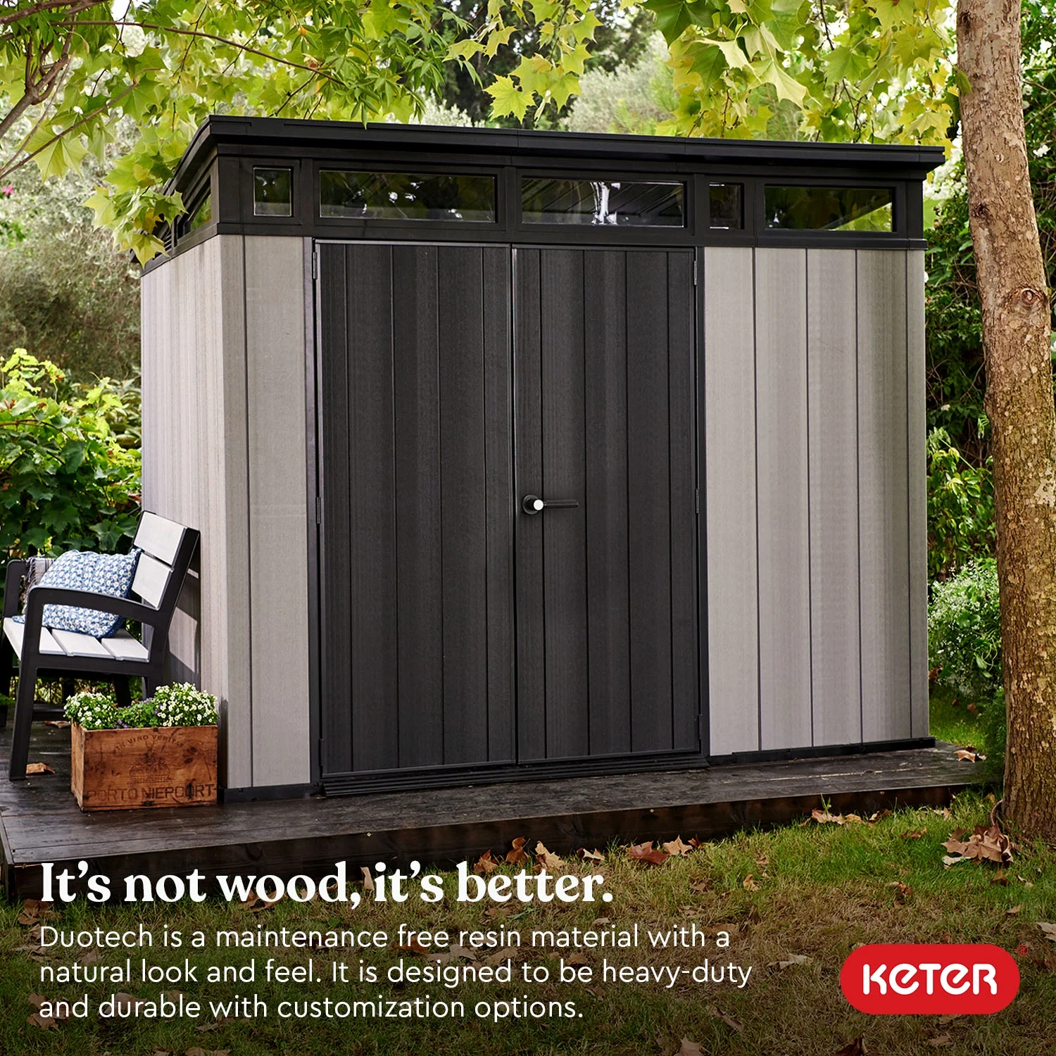 Keter Artisan 9x7 Foot Large Outdoor Shed & Floor w/Modern Design, Grey - Image 11