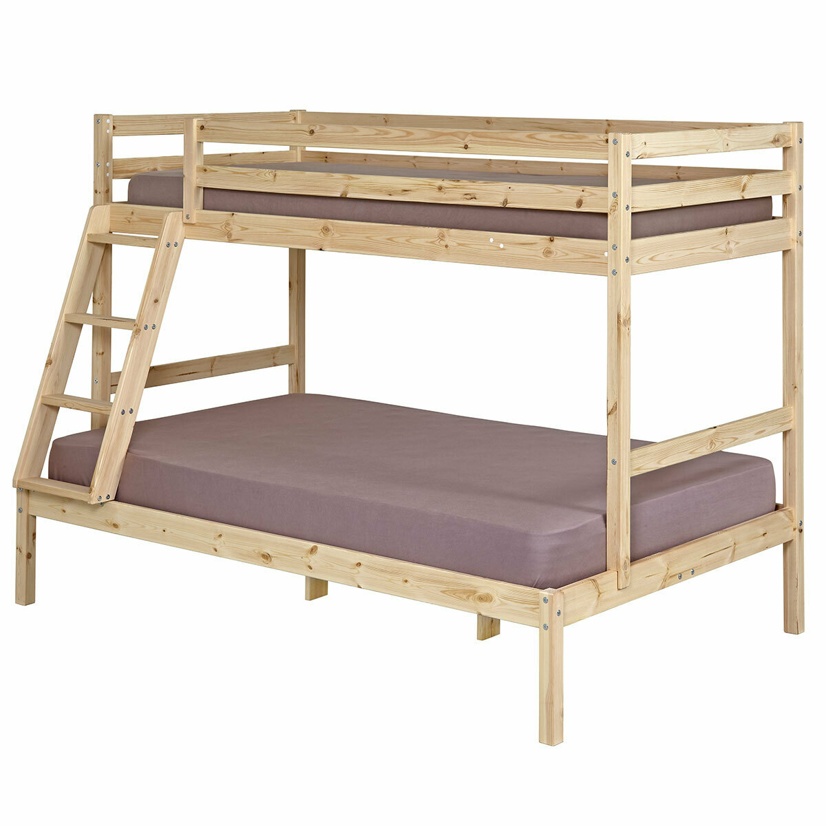 Pack cama litera con 2 colchones, estructura de madera maciza 120x190 cm zc6089r8
