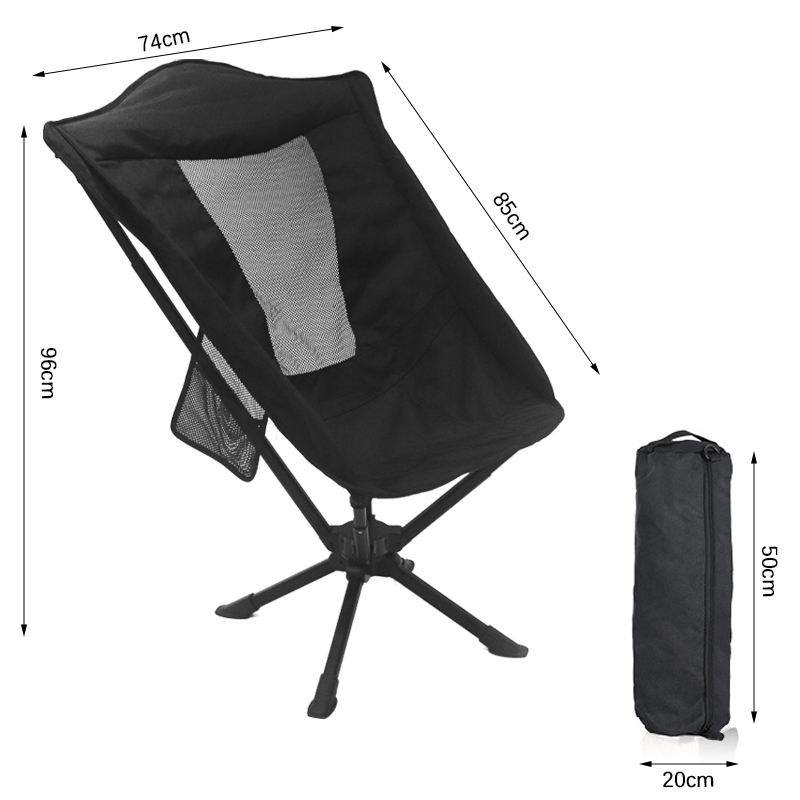 Modern 360-Degree Rotating High Backrest Ergonomic Foldable Portable Outdoor Garden Chair 600D Oxford Aluminum