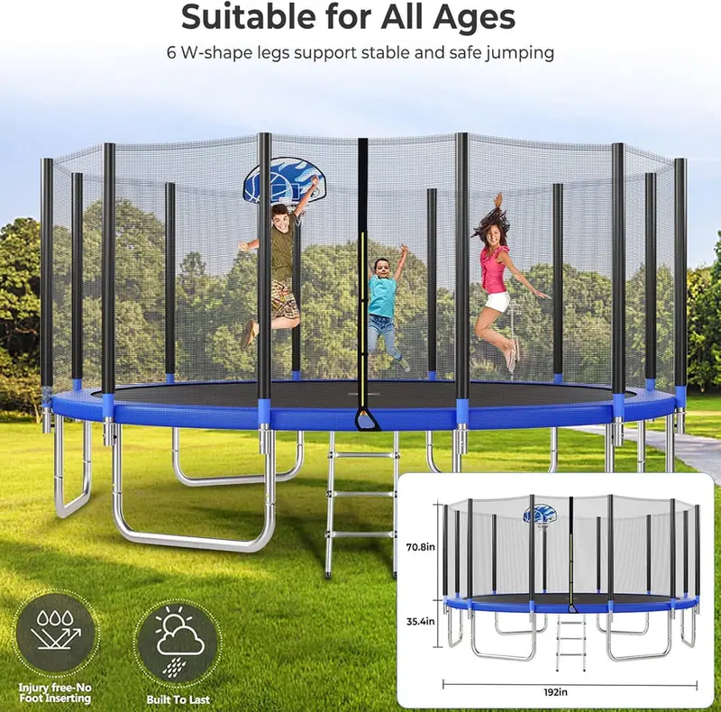 Trampoline With Enclosure Net And Adjustable Basketball Hoop - 8ft, 10ft, 12ft, 14ft, 15ft, 16ft - Image 37 Trampoline With Enclosure Net And Adjustable Basketball Hoop - 8ft, 10ft, 12ft, 14ft, 15ft, 16ft - Image 37
