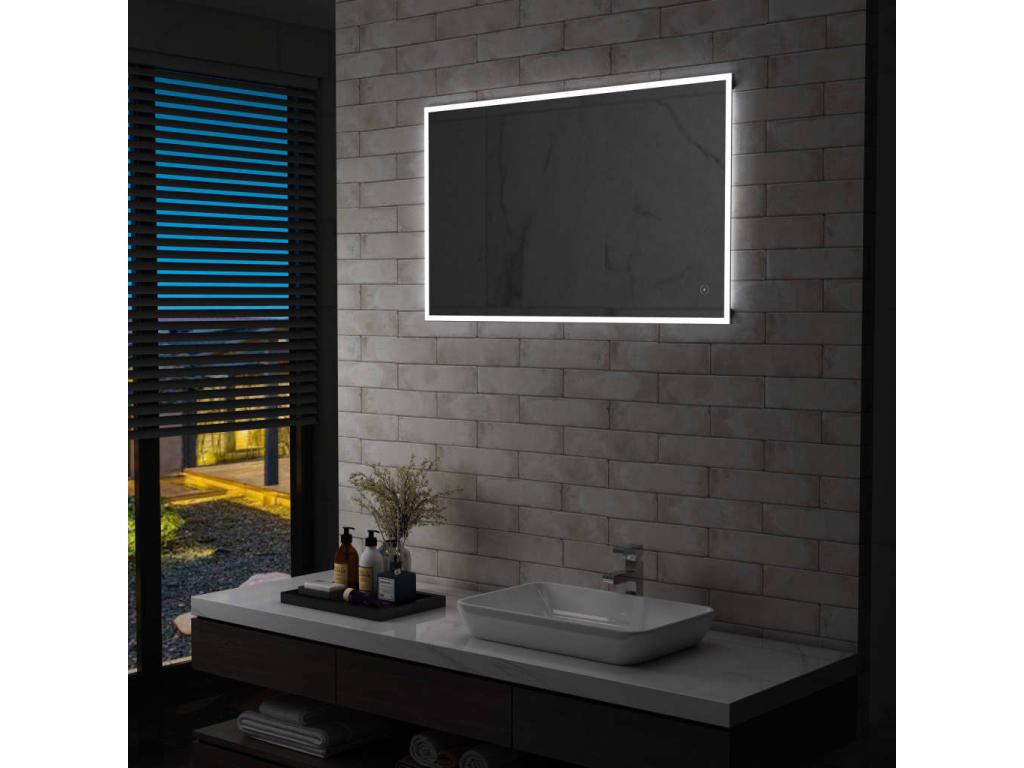Espejo de pared de baño con LED y sensor táctil 100x60 cm