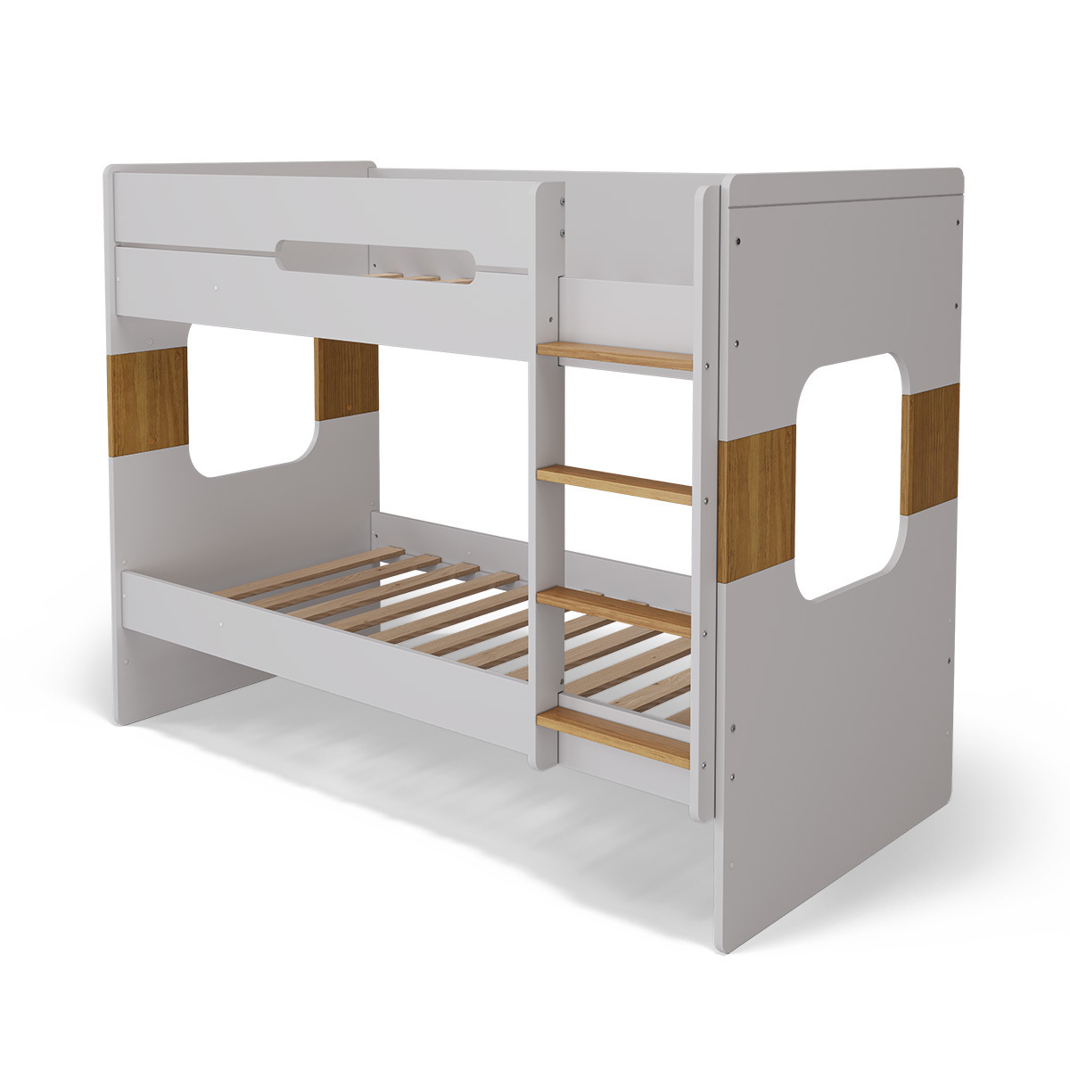 Litera en blanco y avellana, 90x190 cm, diseño compacto rl0684z9