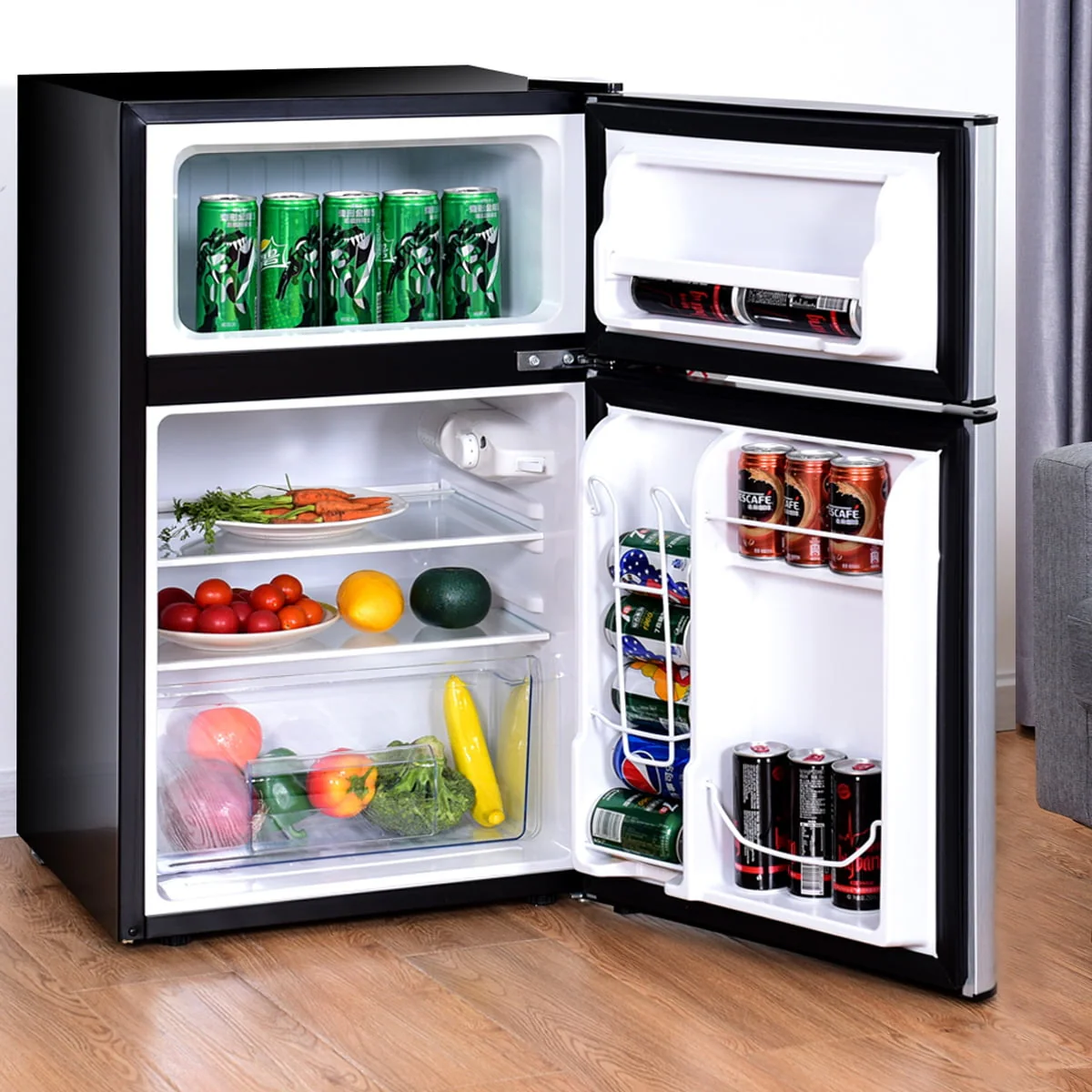 Costway Refrigerator Small Freezer Cooler Fridge Compact 3.2 cu ft. Unit, Grey - Image 7