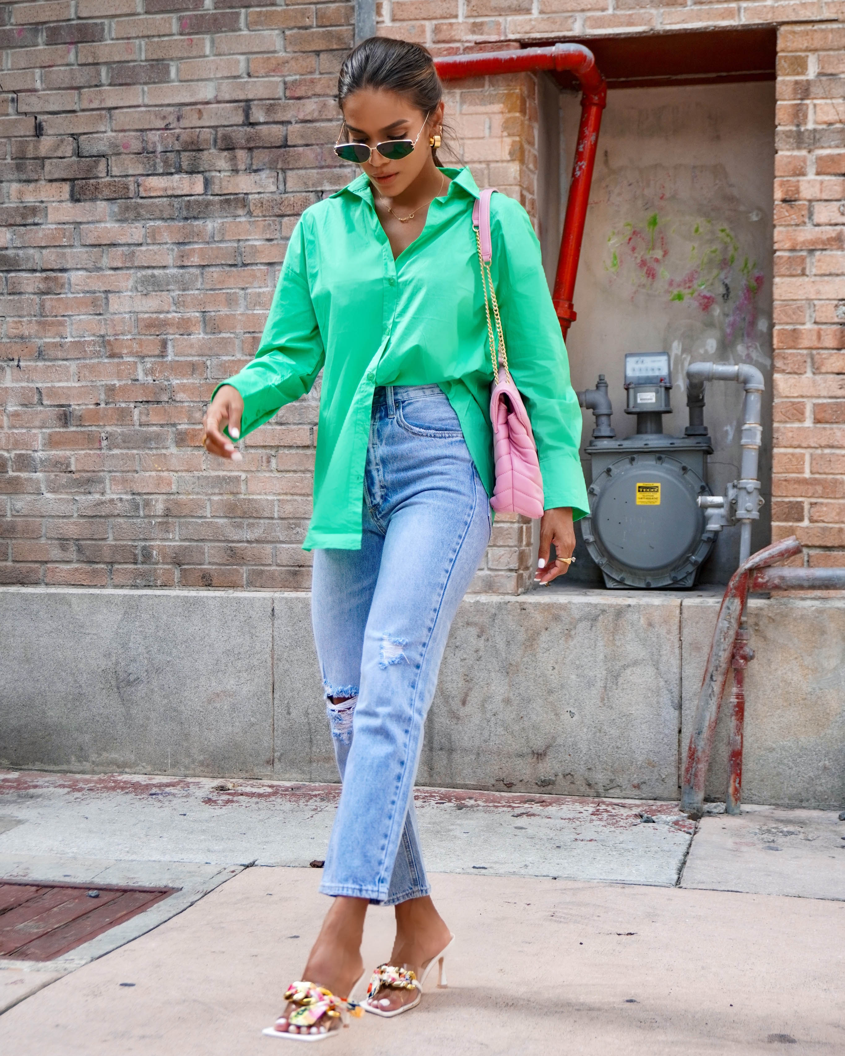 La Brisa Button Up Cotton Top - Kelly Green - SALE - Se7enfashion