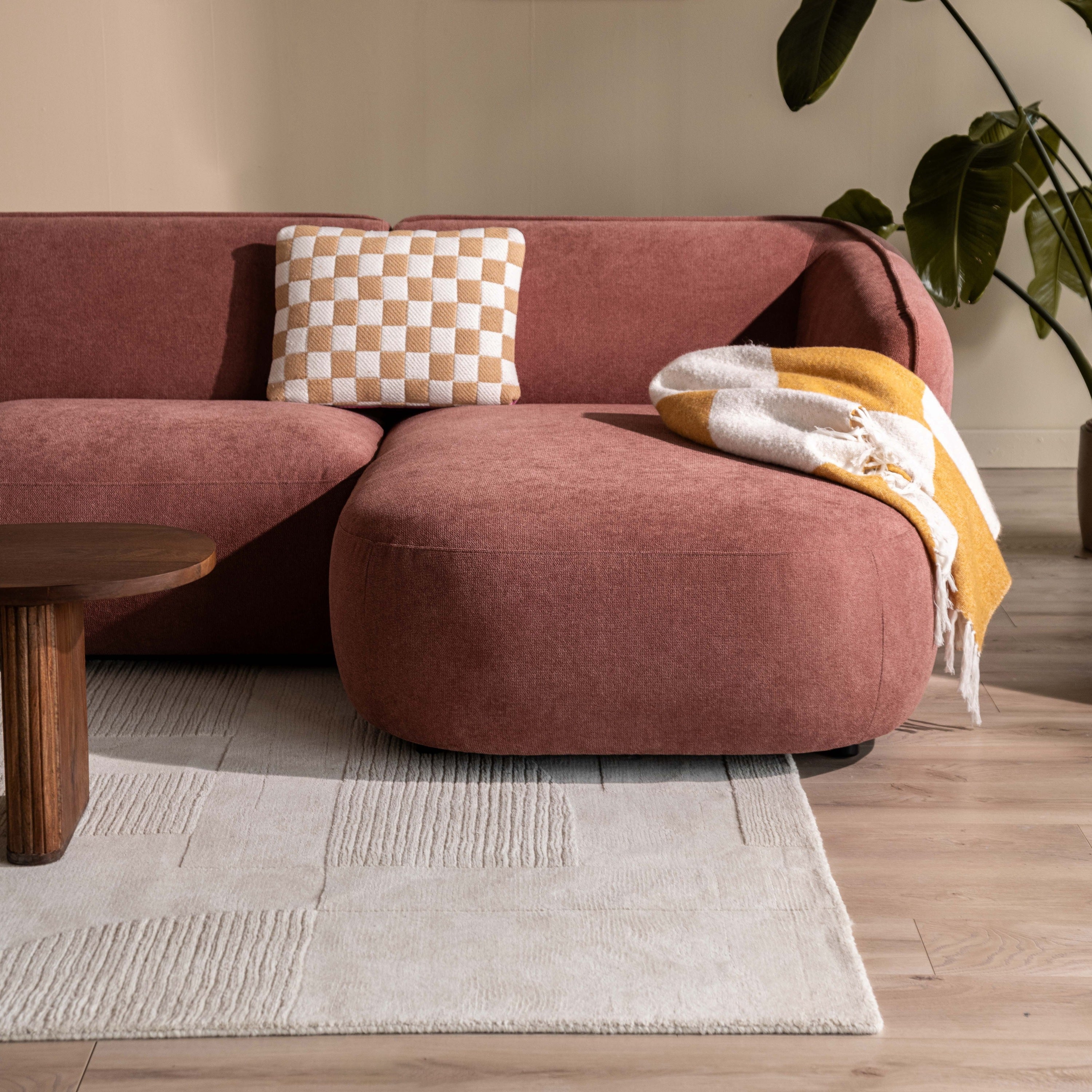 Blokker Soft U-bank Links - Micro Chenille - Oud Roze