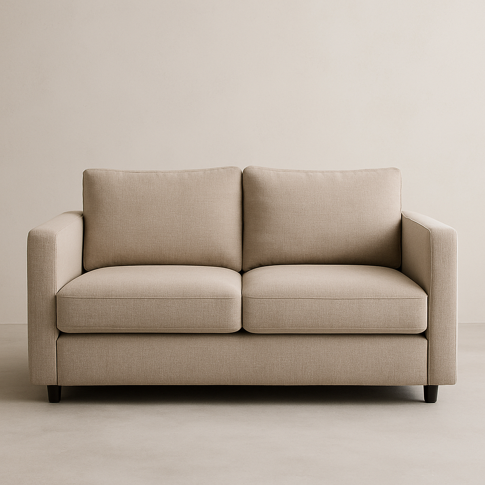 Sofá tela rectangular beige 2 plazas