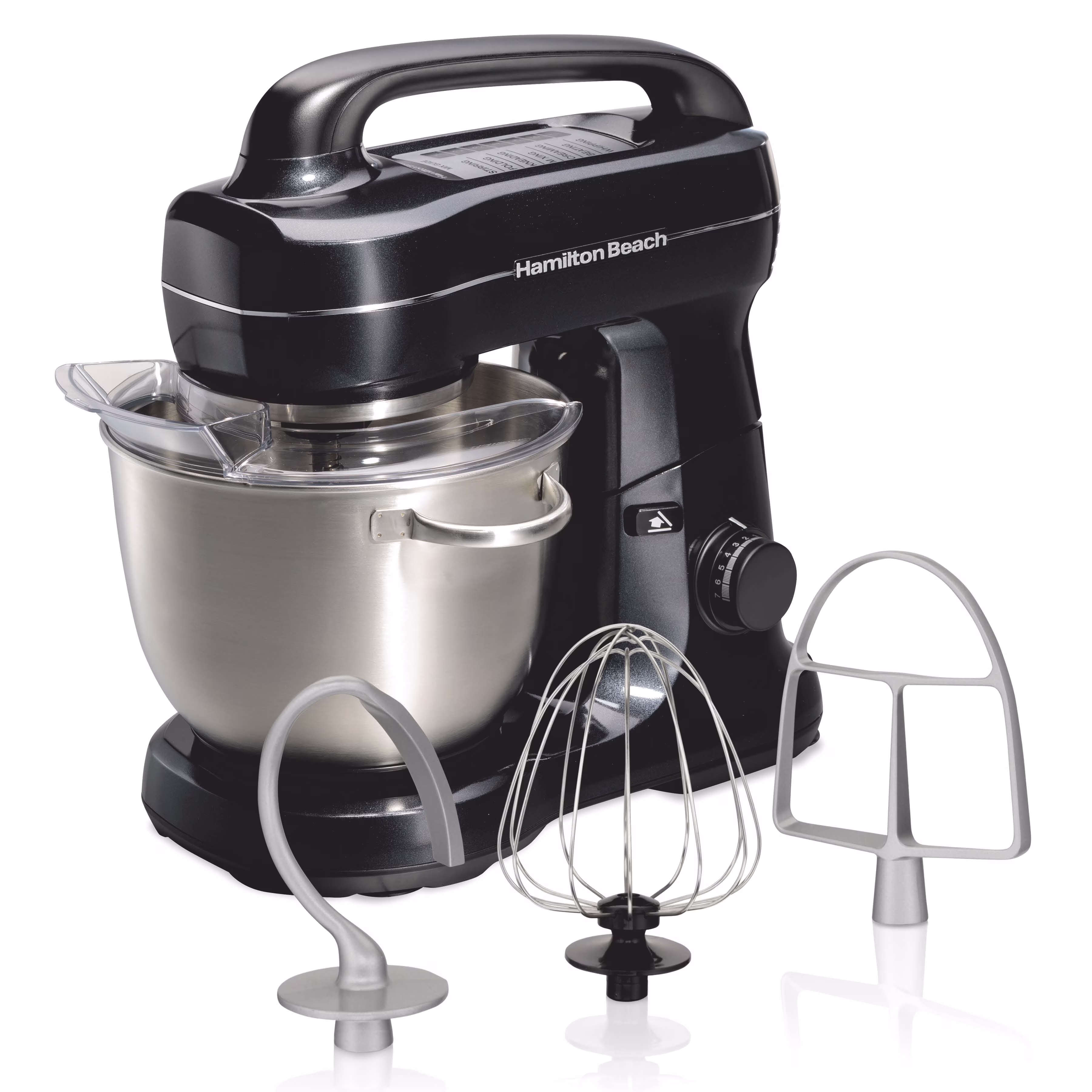 Hamilton Beach 4 Quart Stand Mixer for Kitchen, 7 Speeds, Tilt - Head, Dough Hook, Whisk Flat Beater, Black(Teal)