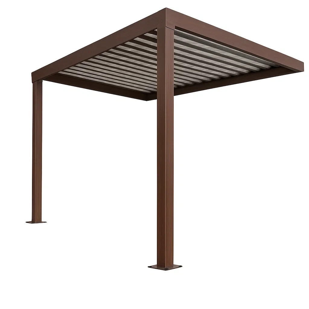 Pérgola de acero con techo fijo,12m²,Marrón - SSSiEmt237Ds