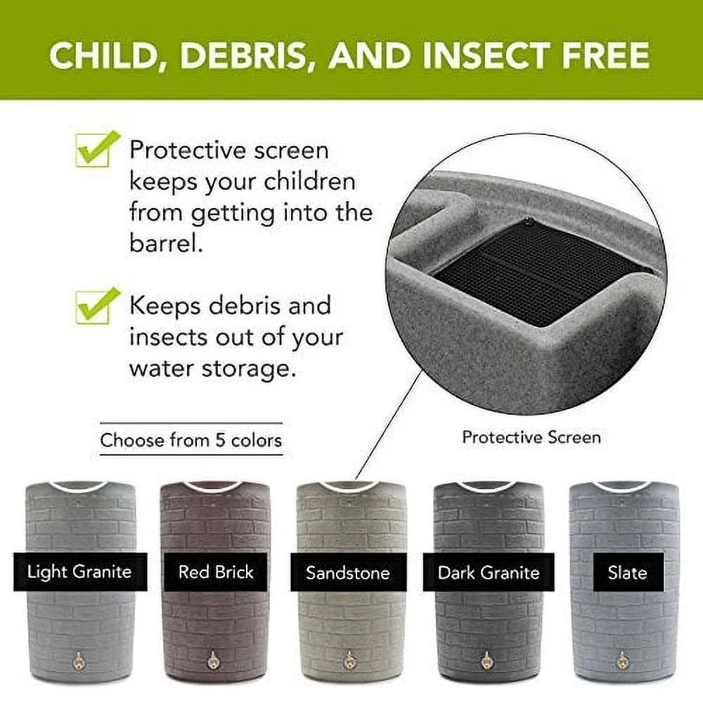 Good Ideas IMP-D50-DAR Impressions Downton Rain Saver Rain Barrel, 50 Gallon, Dark Granite - Image 14