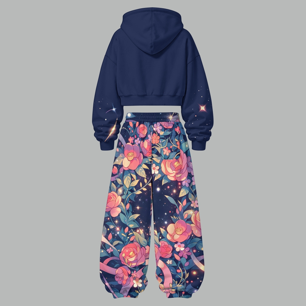 Pokémon Women's Cropped Long Sleeve Hoodie & High Waist Jogger Pants Two Piece Tracksuit Set 3051025 TeeThreads Sustain the Scene with Custom Apparel