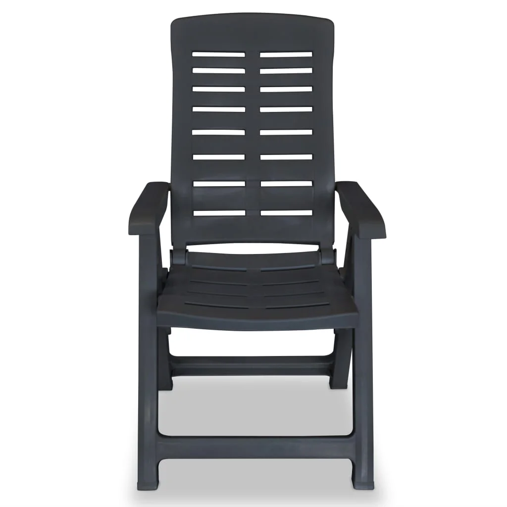 vidaXL Reclining Patio Chairs Outdoor Stack Dining Chair with Armrest Plastic - Image 7