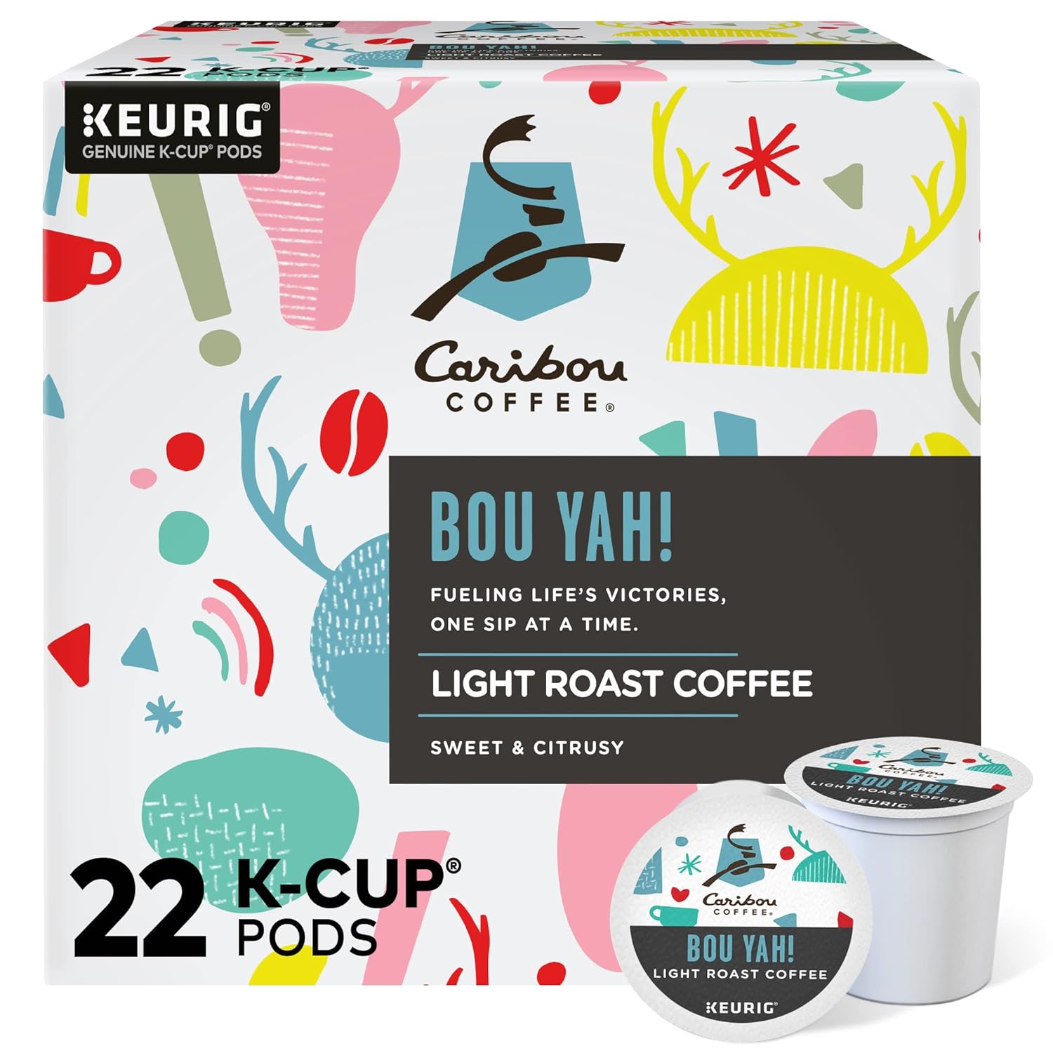 Caribou Coffee Bou-Yah. Keurig Single Serve K-Cup Pods. 22 Count
