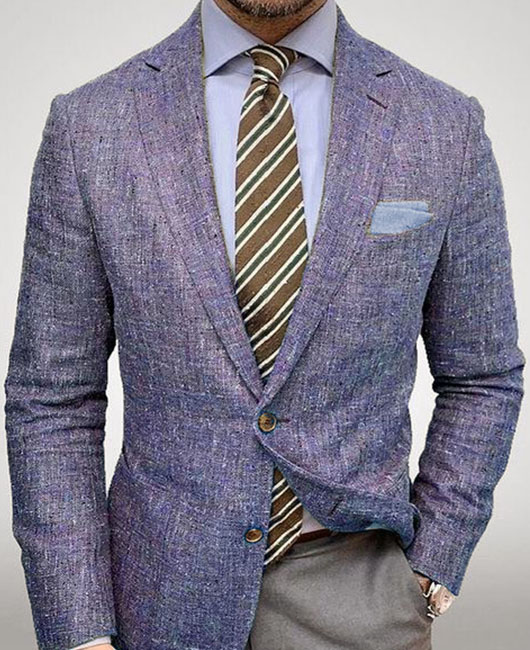 Business Textured Pattern Single Breasted Notch Lapel Blazer