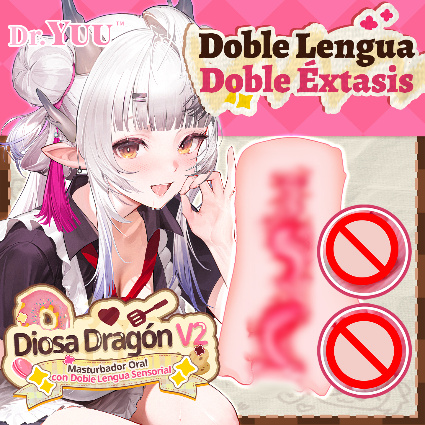 Dr.YUU Diosa Dragón V2: Masturbador Oral con Doble Lengua - Ideal Principiantes,Succión,Waifu / Anime,Garganta Profunda