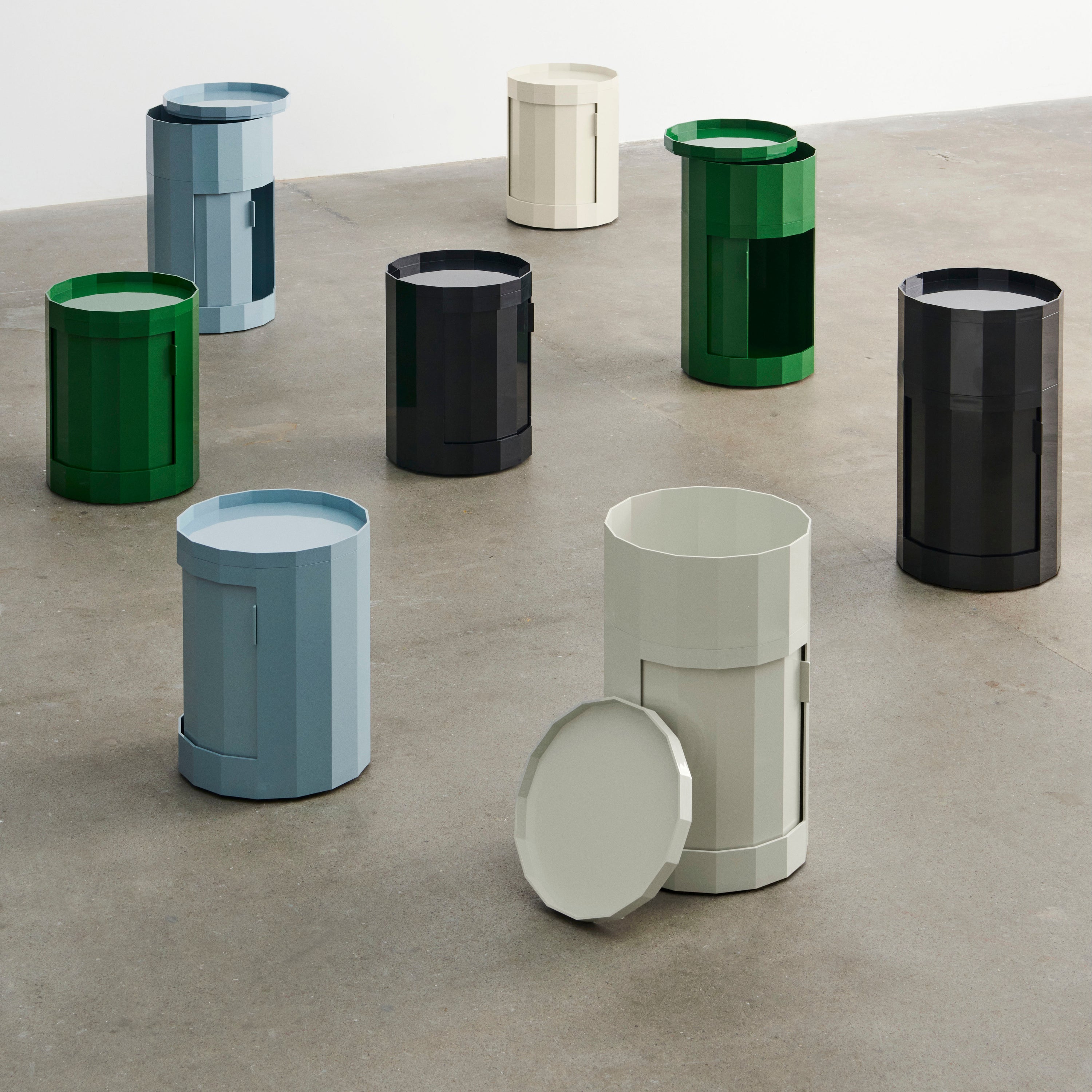 HAY Facet Bijzettafel met Opbergvak - High - Misty Blue