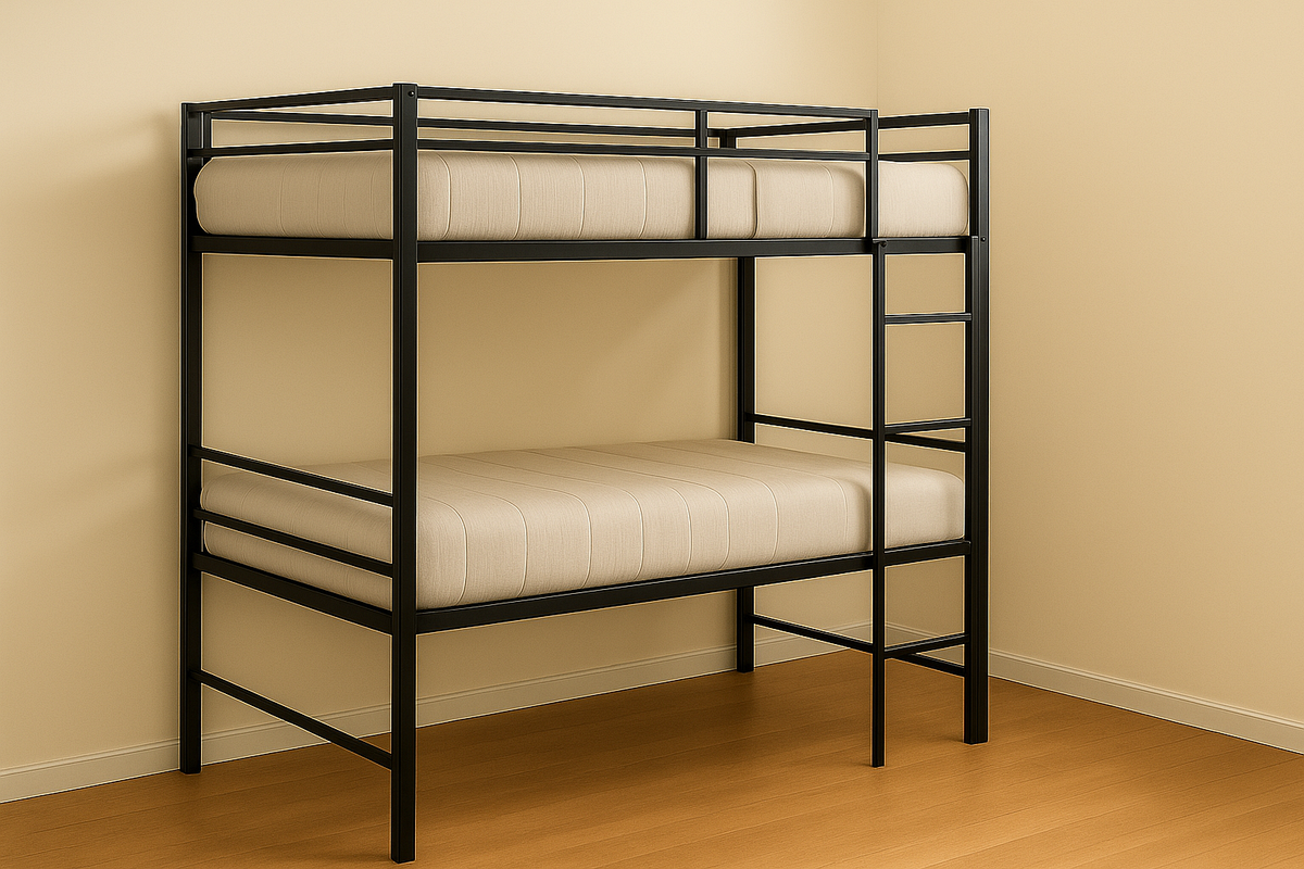 Cama litera metálica dormitorio juvenil estructura segura 200x100x150cm negra
