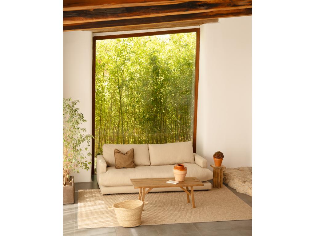 Sofá recto tono beige de 215x105cm - LAIA - Casaplu