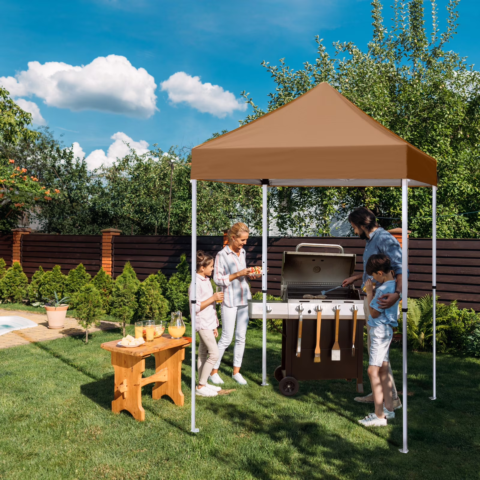 EAGLE PEAK 5x5 Pop up Canopy Tent Instant Outdoor Canopy Easy Set - up Straight Leg Folding Shelter（blue）