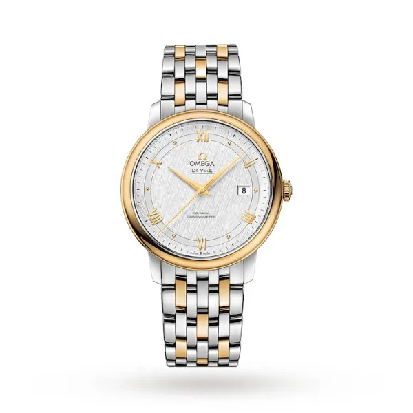 Omega De Ville Men Automatic Mother of Pearl Stainless Steel   18ct Yellow Gold Watch O42420402002001