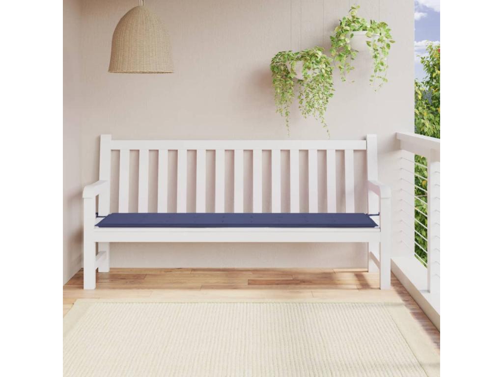 Cojín para banco de jardín tela Oxford azul marino 200x50x3 cm