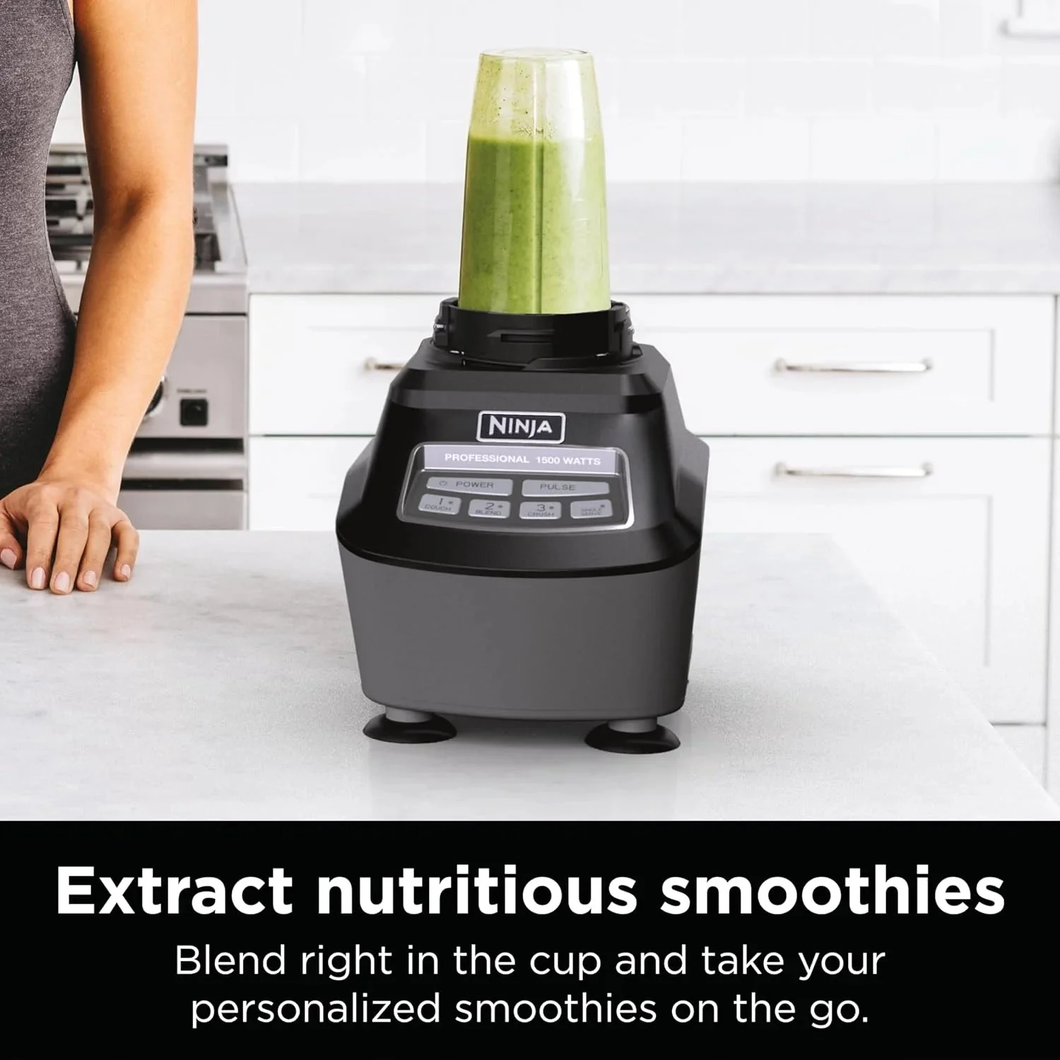Ninja Blender, Mega Kitchen System, 1500W, 4 Functions for Smoothies, Processing, Dough, Drinks & More, with 72 Blender Pitcher, 64 Processor Bowl, 2 Nutri Cups + Lids, Black, BL770