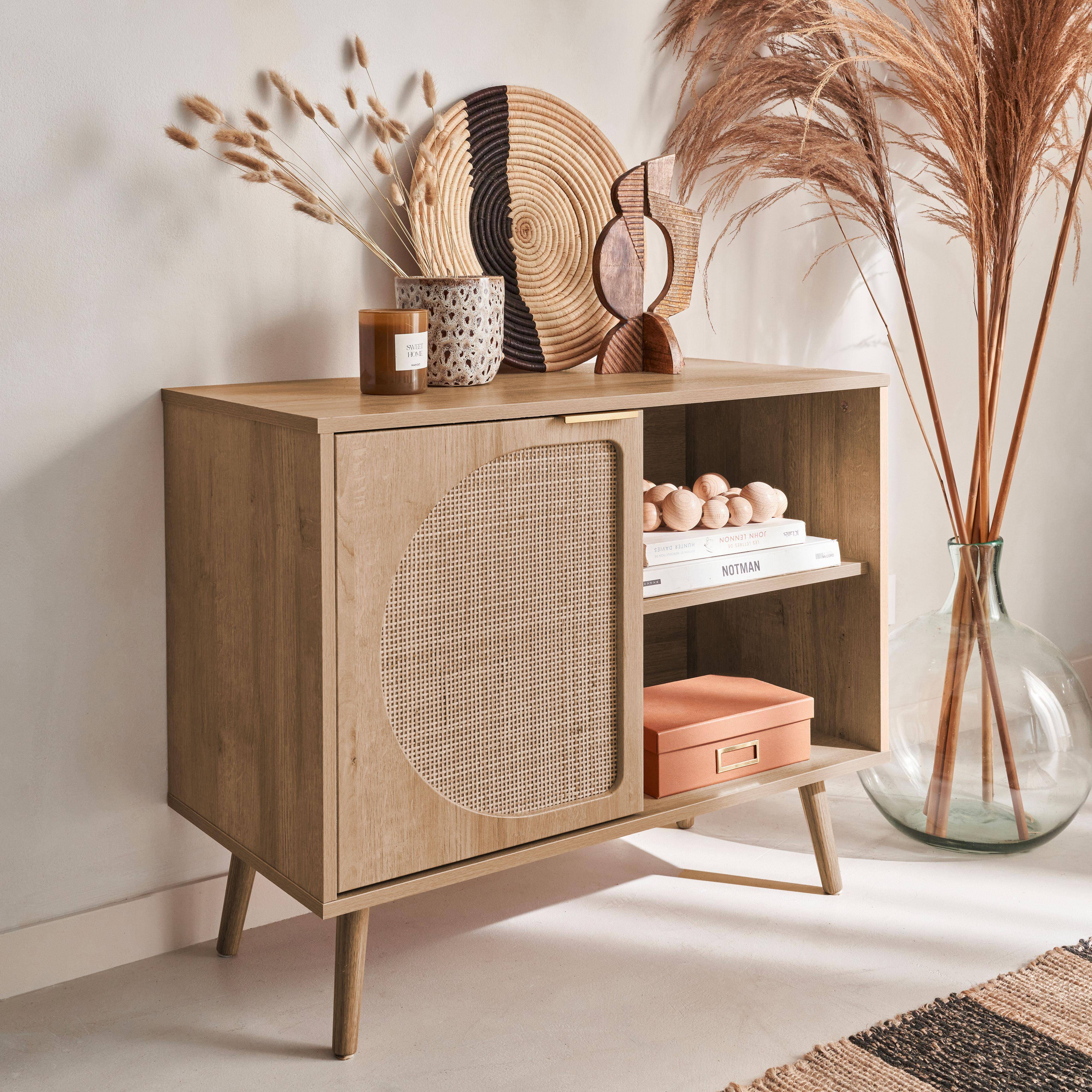 Eva - Aparador estilo escandinavo con madera redondeada, 80cm