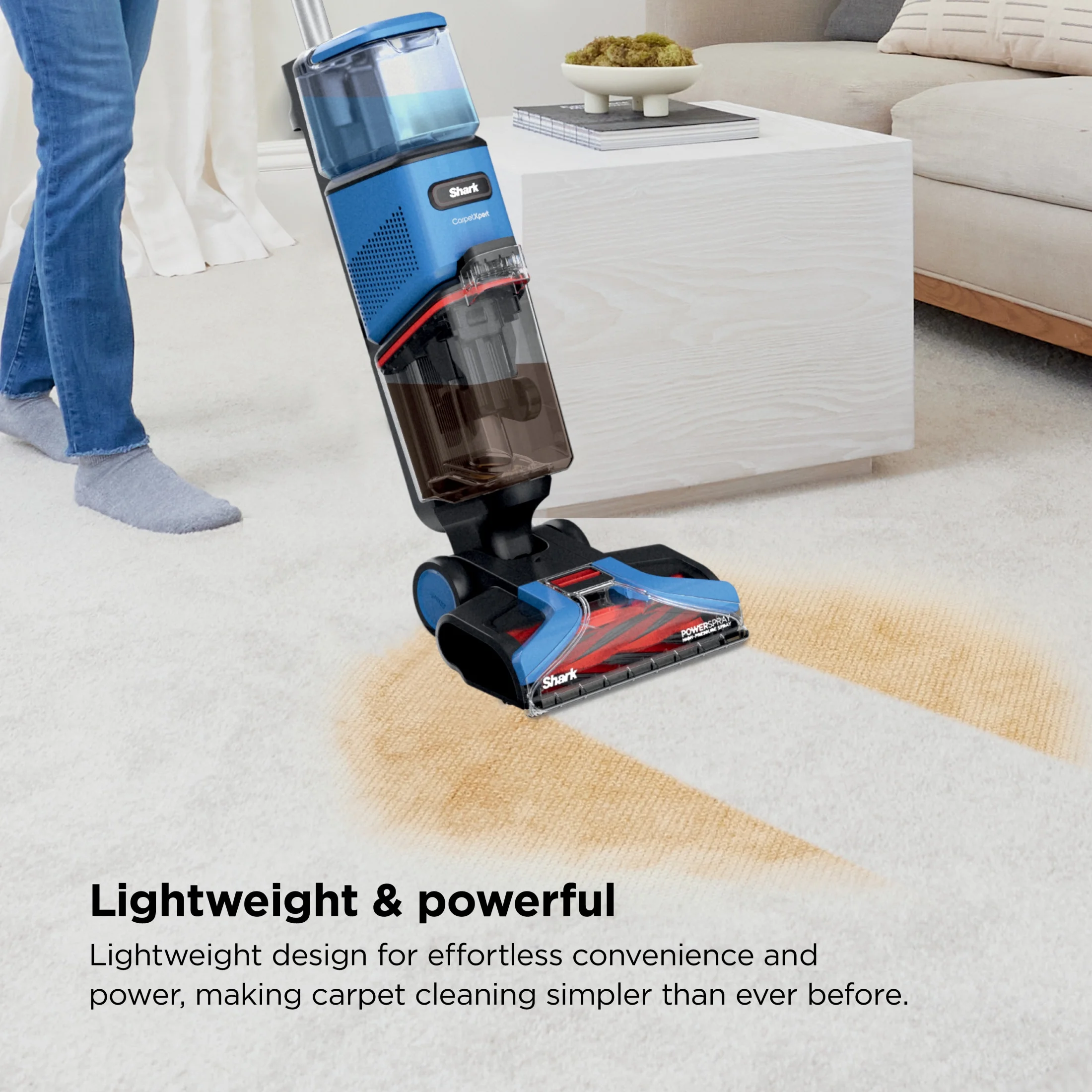 Shark? CarpetXpert? Upright Carpet & Area Rug Cleaner, Perfect for Pets, Lightweight & Powerful, Dirt, Grime, & Odor Removal, Carpet Shampooer, Cleaning Solution, Blue, EX121BRN - Image 5