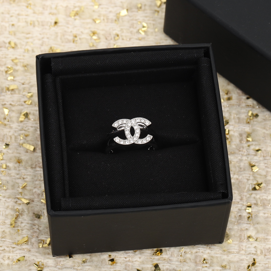 Chanel Silver Diamond Paved Coco Ring - Original Replica Club