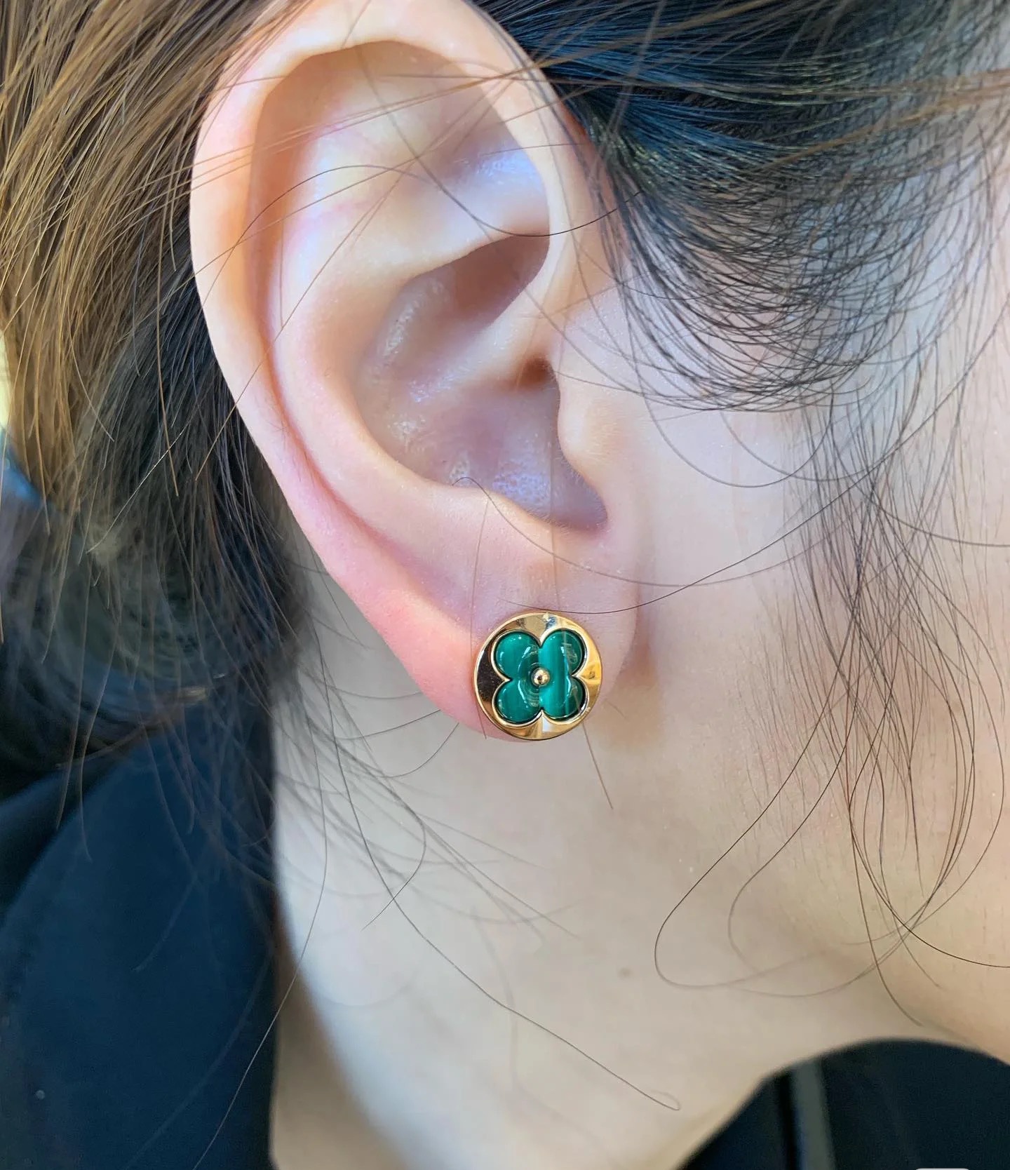 Louis Vuitton Green Malachite Stud Earrings - Original Replica Club