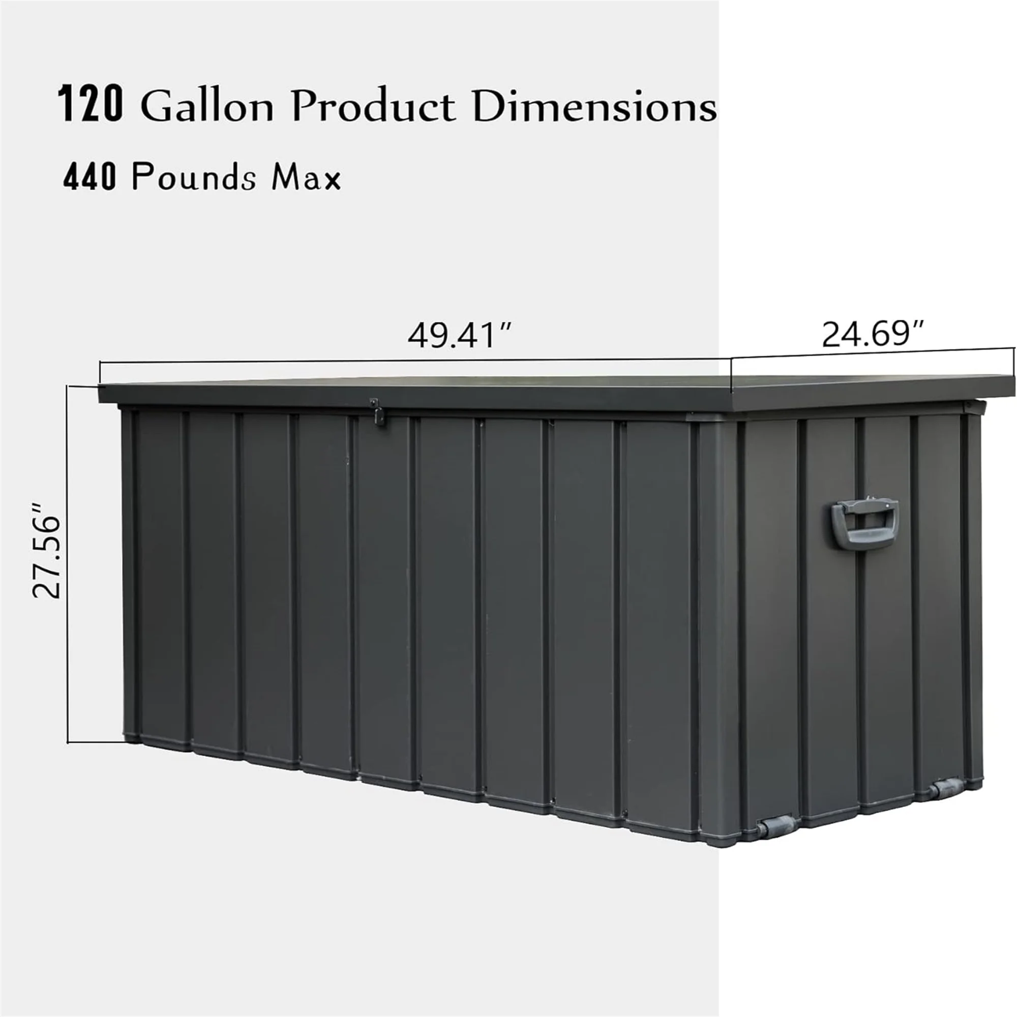 100 Gallon Outdoor Storage Deck Box Waterproof, Large Patio Poolside Storage Bin for Outside Cushions, Throw Pillows, Garden Tools (Dark Gray) - Image 21