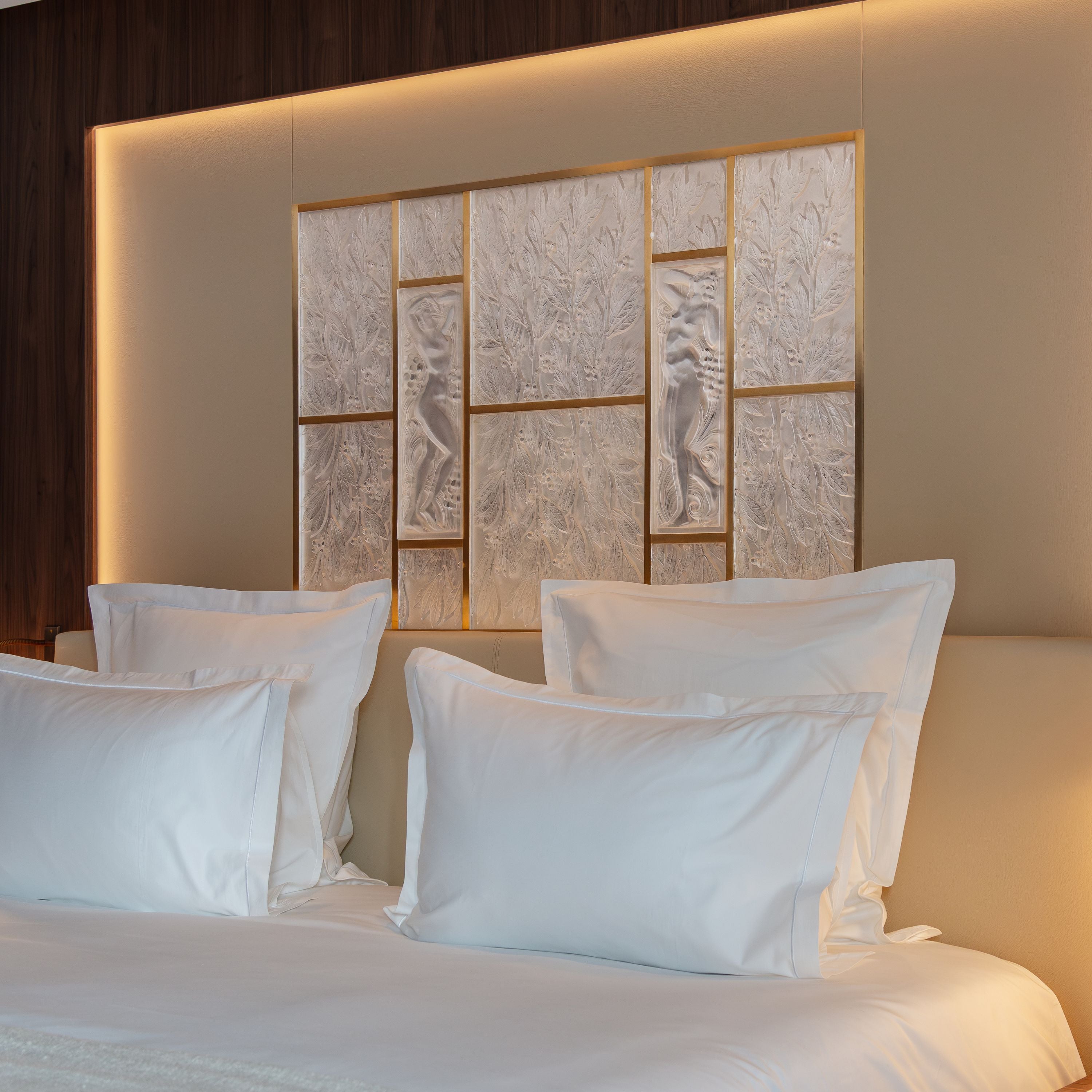 PANNEAU DÉCORATIF LAURIERS - CRISTAL INCOLORE, MIROITÉ