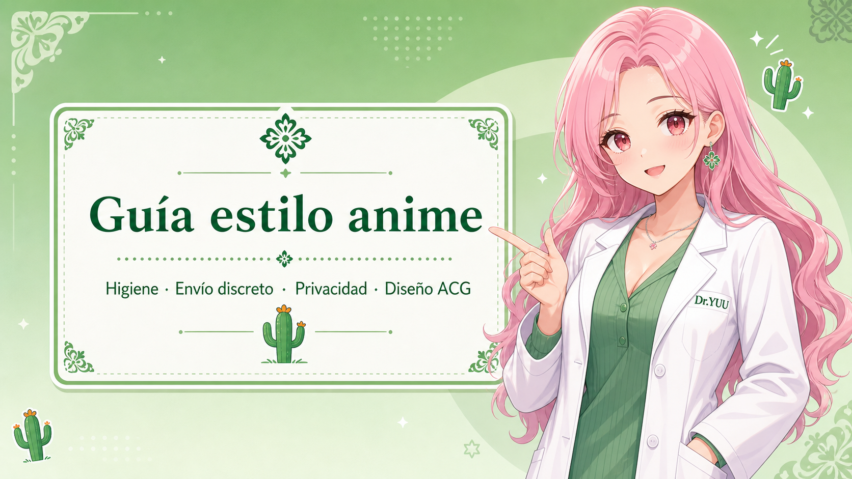 Doctora anime rosa presenta guía estilo anime sobre higiene, privacidad y ACG