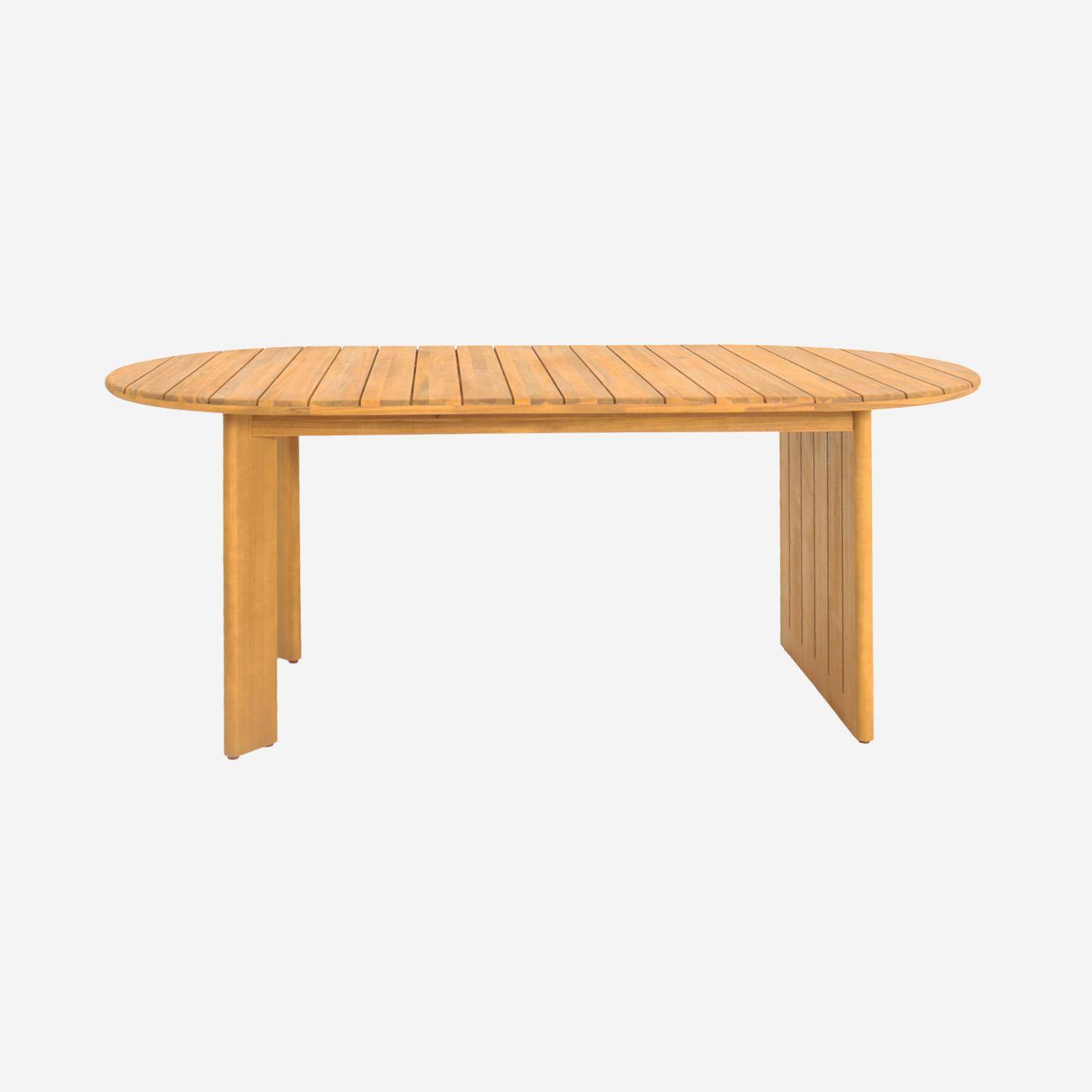 Bosca - Mesa de jardín ovalada de madera de acacia, 6 plazas