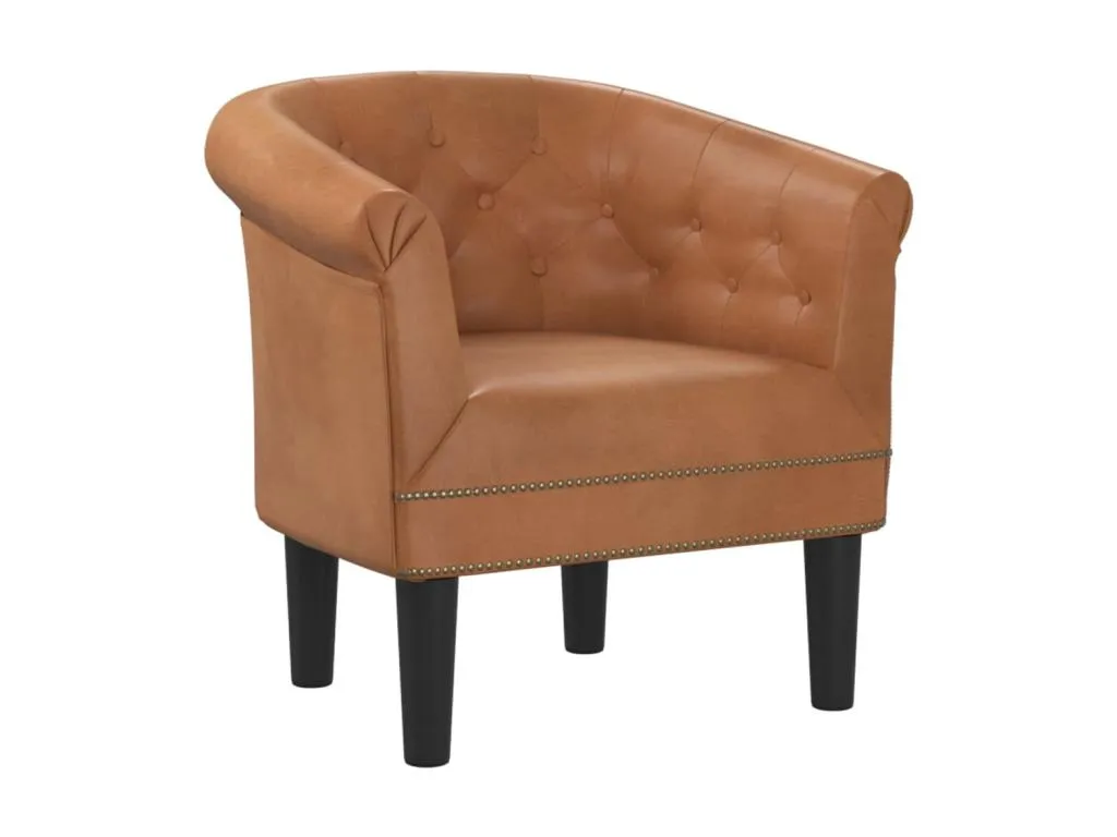 Sillón convertible en piel sintética marrón