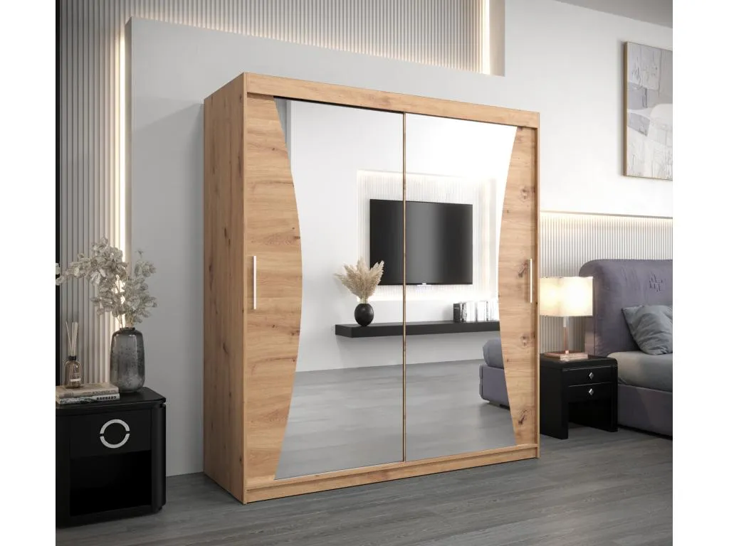 Armario Nidovia corredero 200x180x62 cm, 2 puertas en acabado artisan fxv3510082