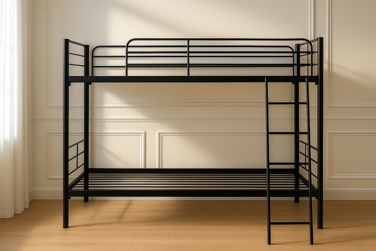 Litera metálica negra dormitorio juvenil estructura resistente escalera integrada 198x90x160 cm