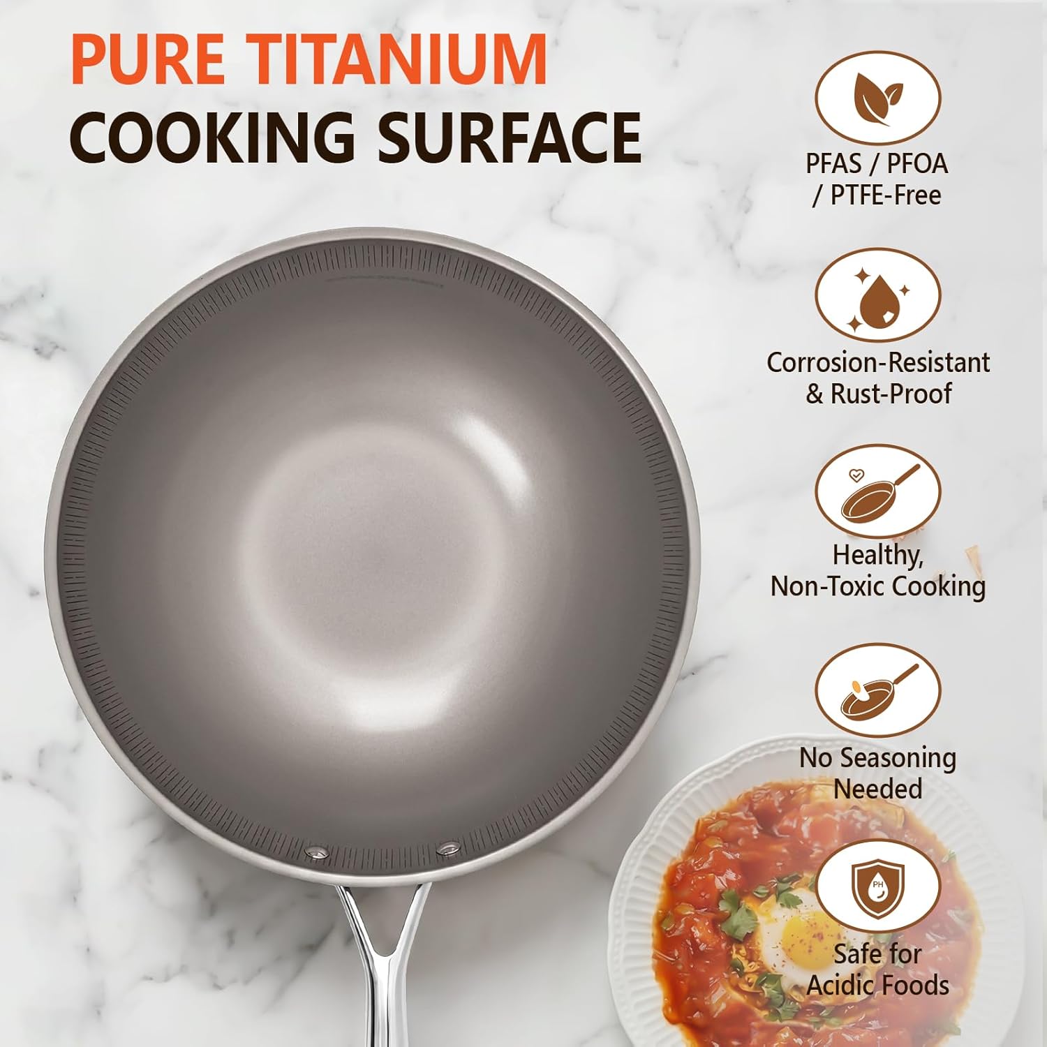 Titanium Wok Pan with Lid – 12